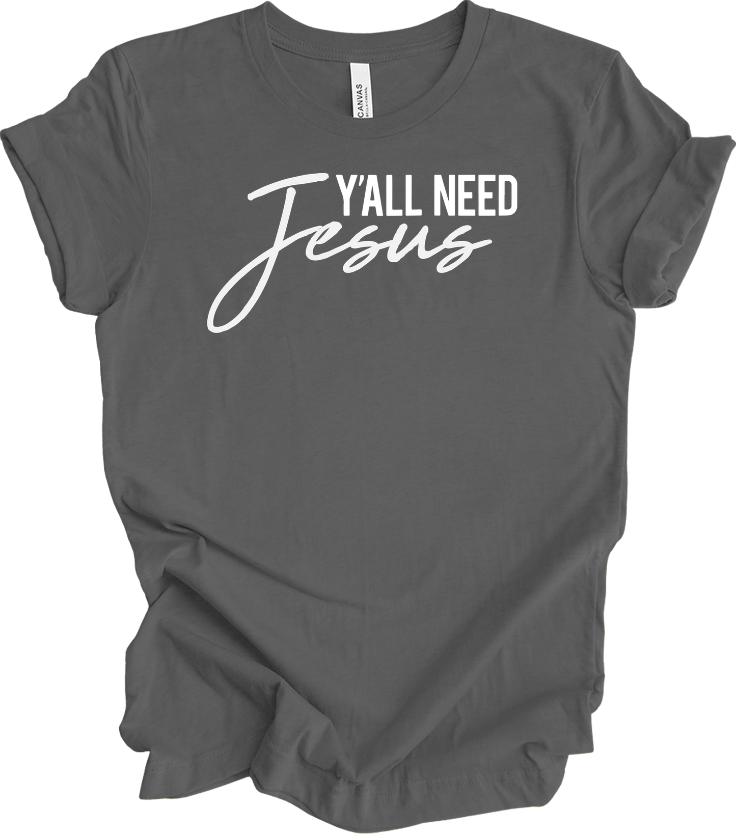 Y'all Need Jesus T-Shirt in Asphalt