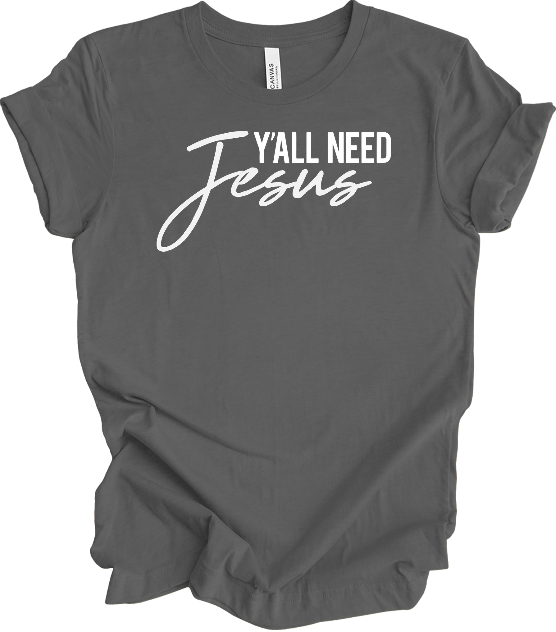 Y'all Need Jesus T-Shirt in Asphalt