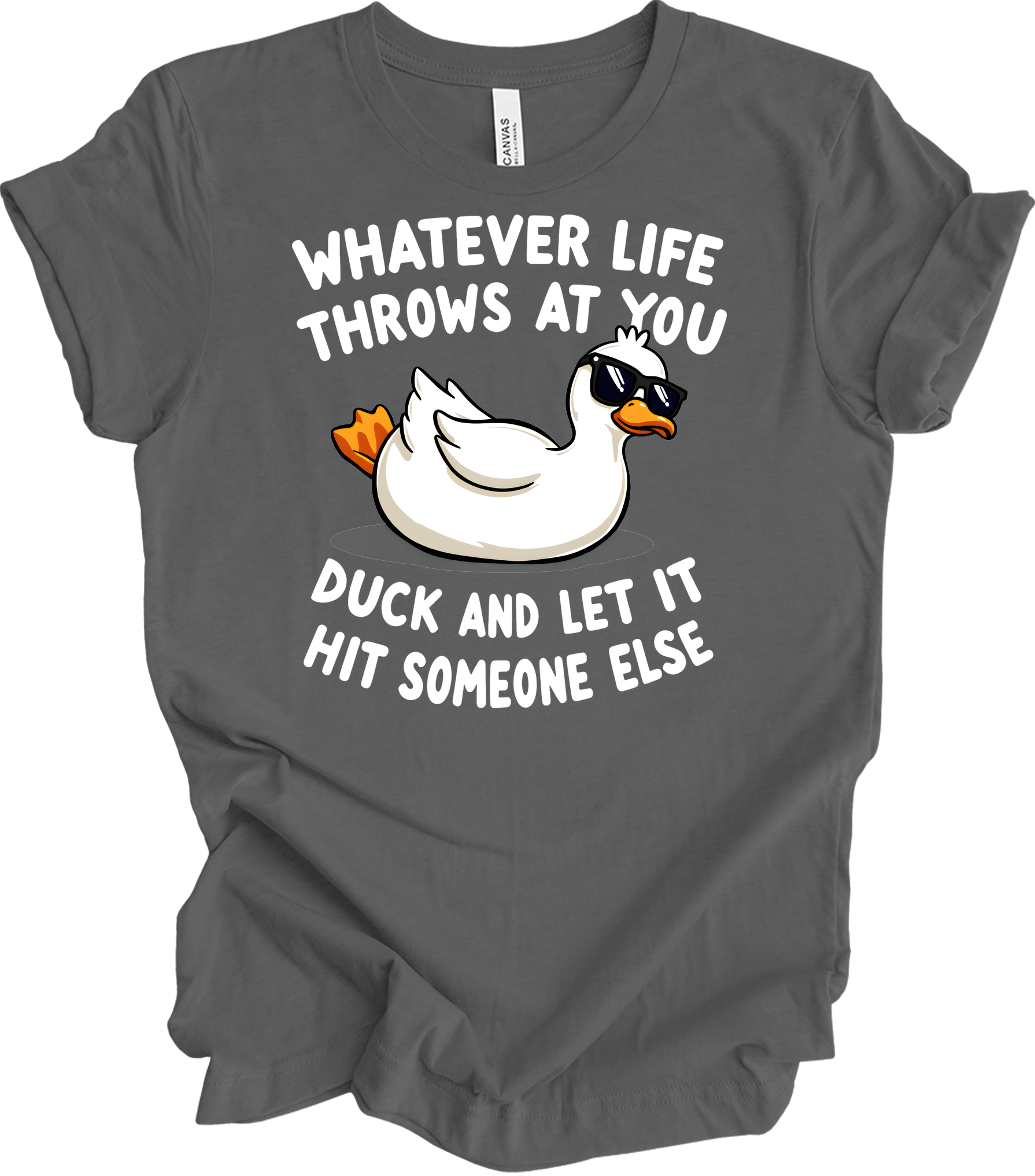 Whatever Life Throws at You Duck T-Shirt in Asphalt