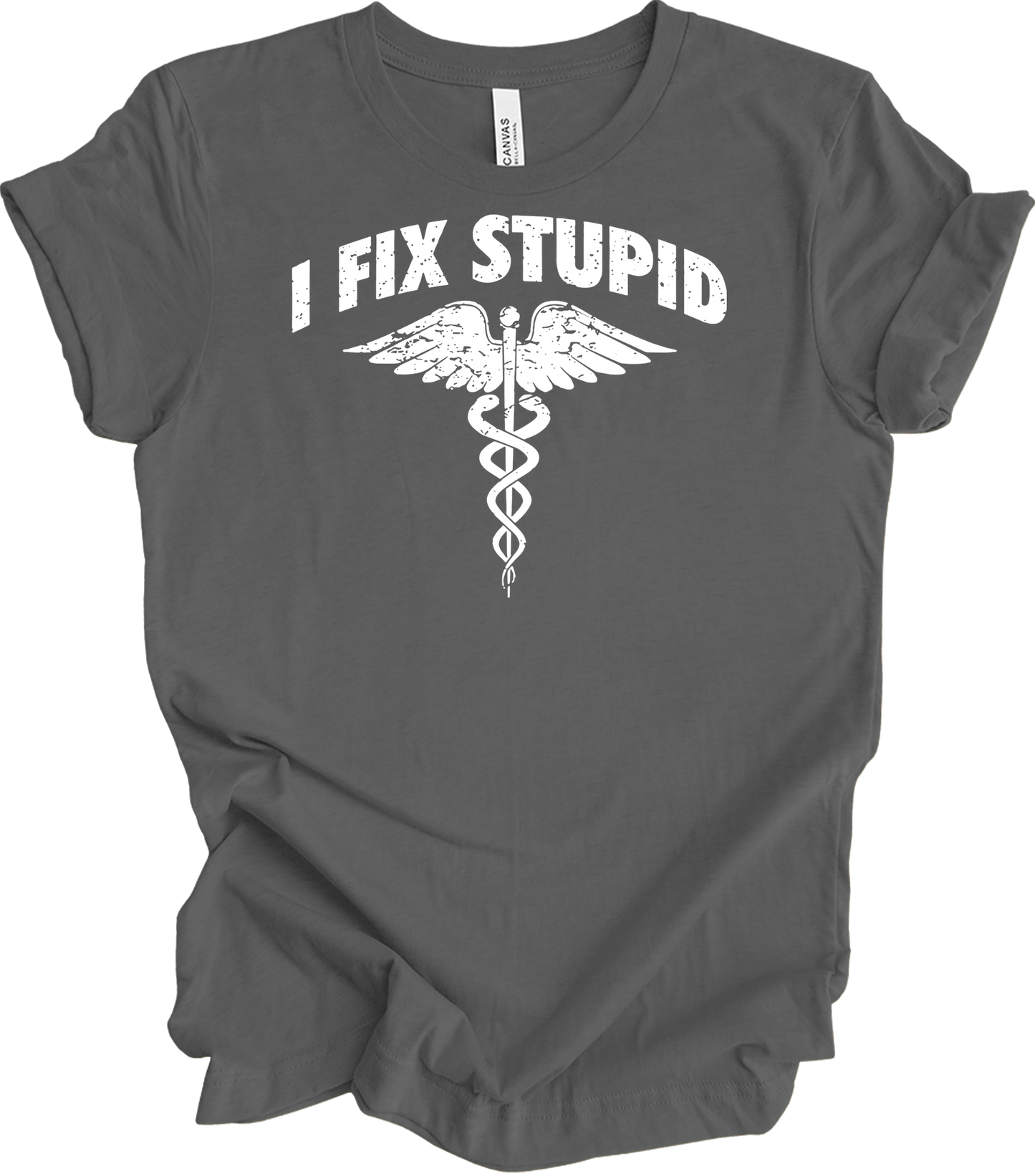 Paramedic 'I Fix Stupid' T-Shirt in Asphalt