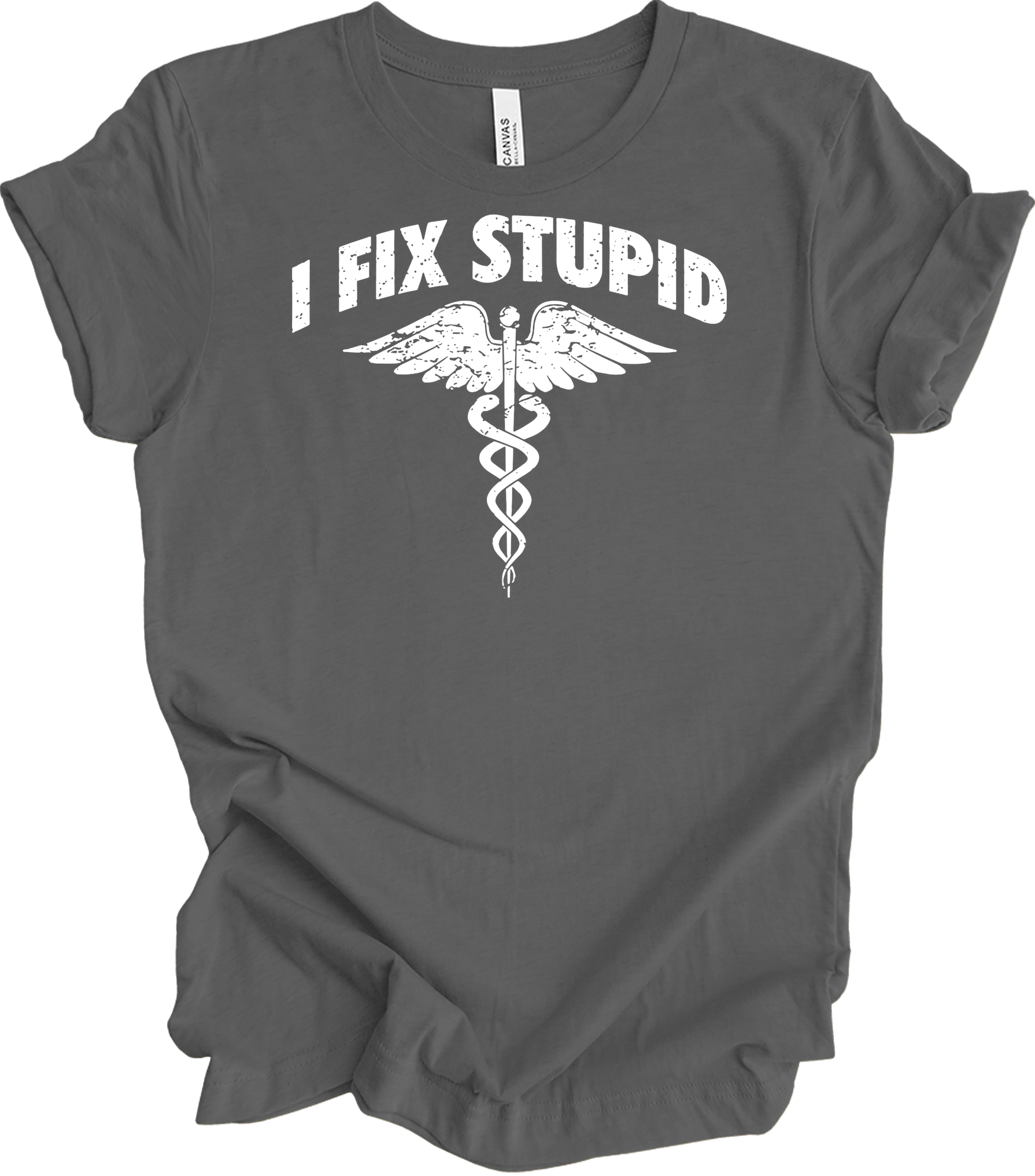 Paramedic 'I Fix Stupid' T-Shirt in Asphalt