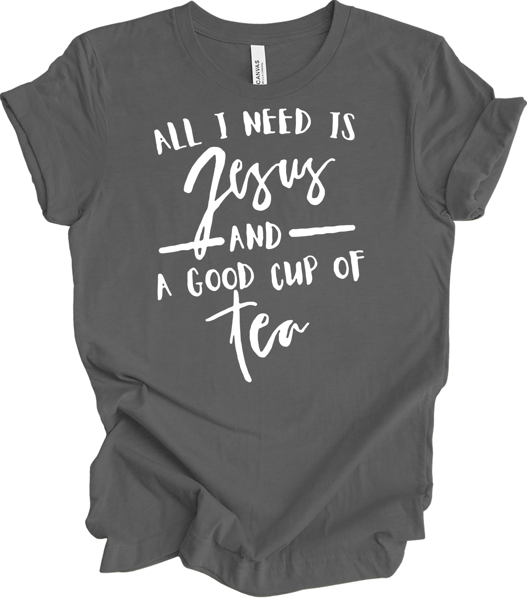 Tea and Jesus - Christian Tea Lover Faith T-Shirt in Asphalt