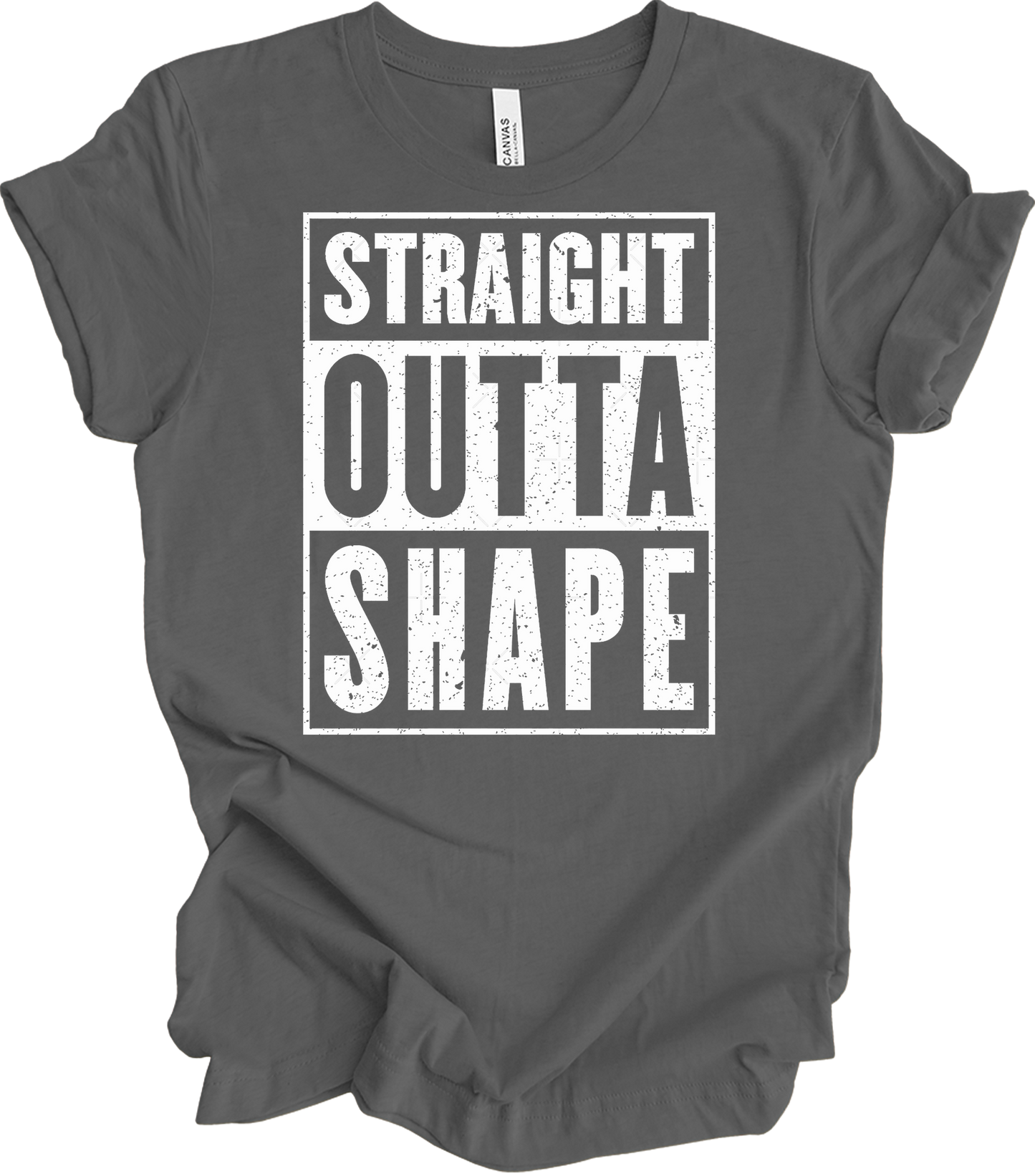 Straight Outta Shape Funny T-Shirt in Asphalt