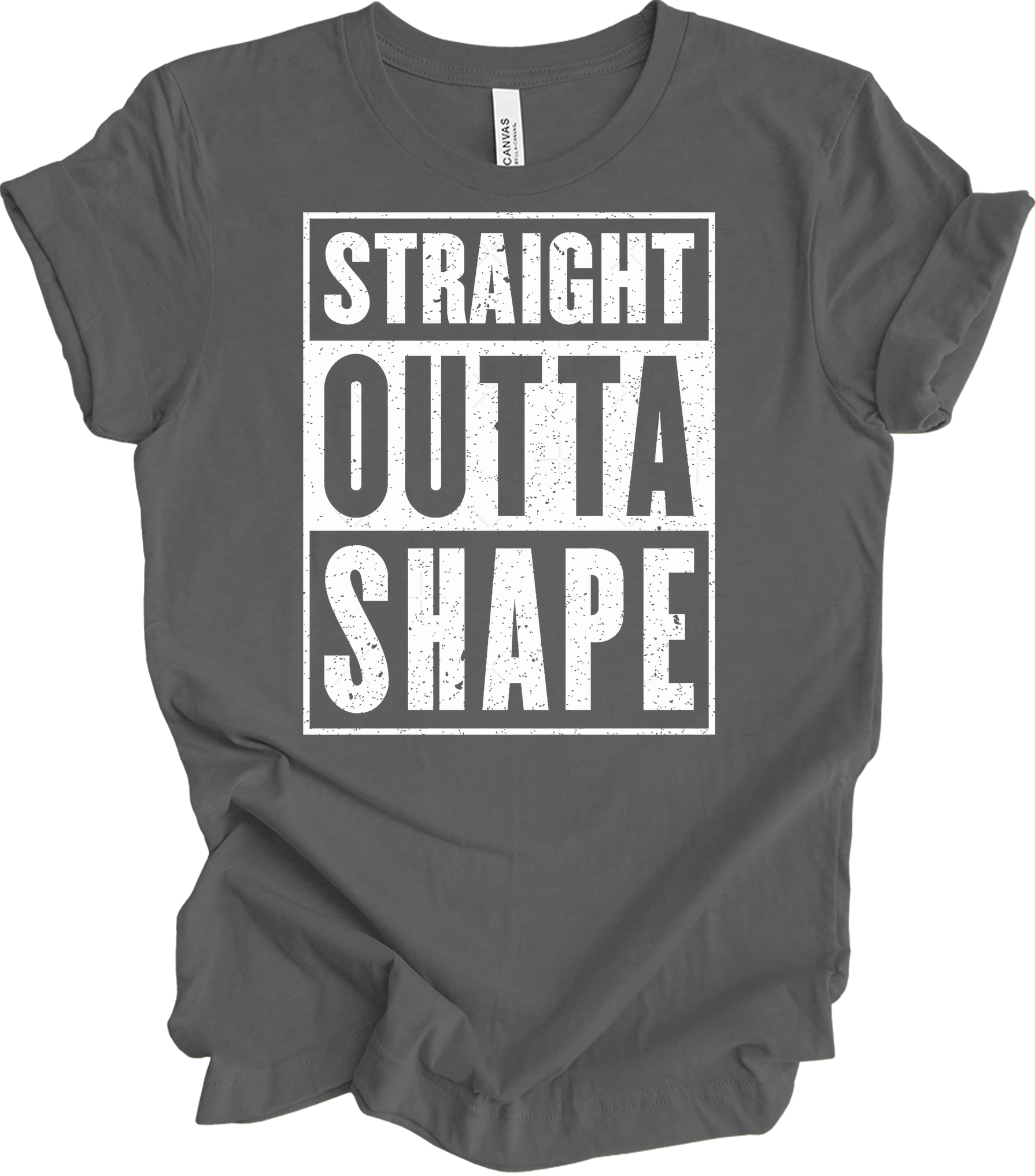 Straight Outta Shape Funny T-Shirt in Asphalt