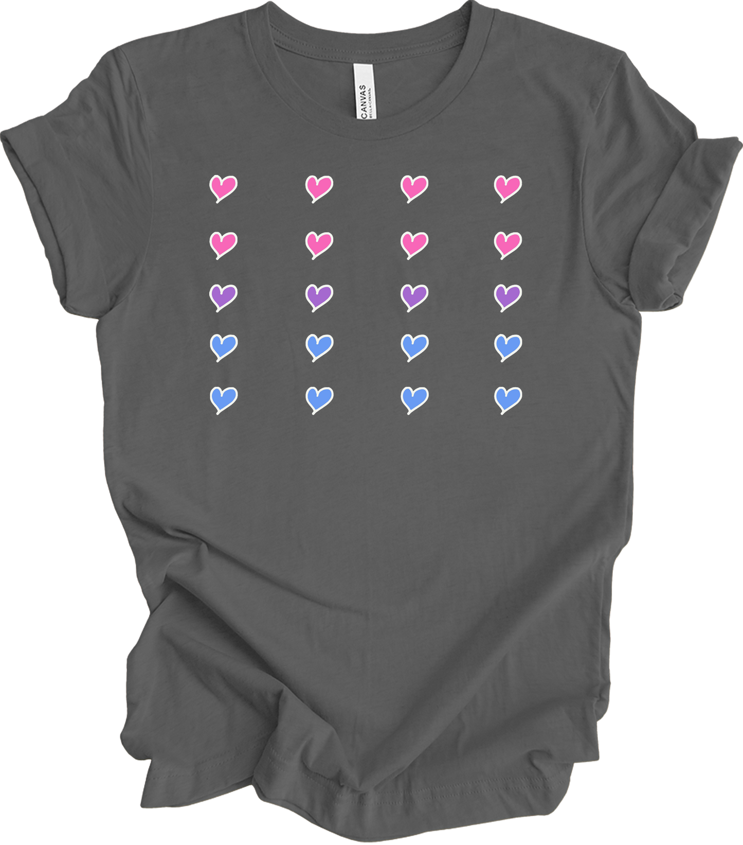 Pride Hearts - Cute Design T-Shirt in Asphalt