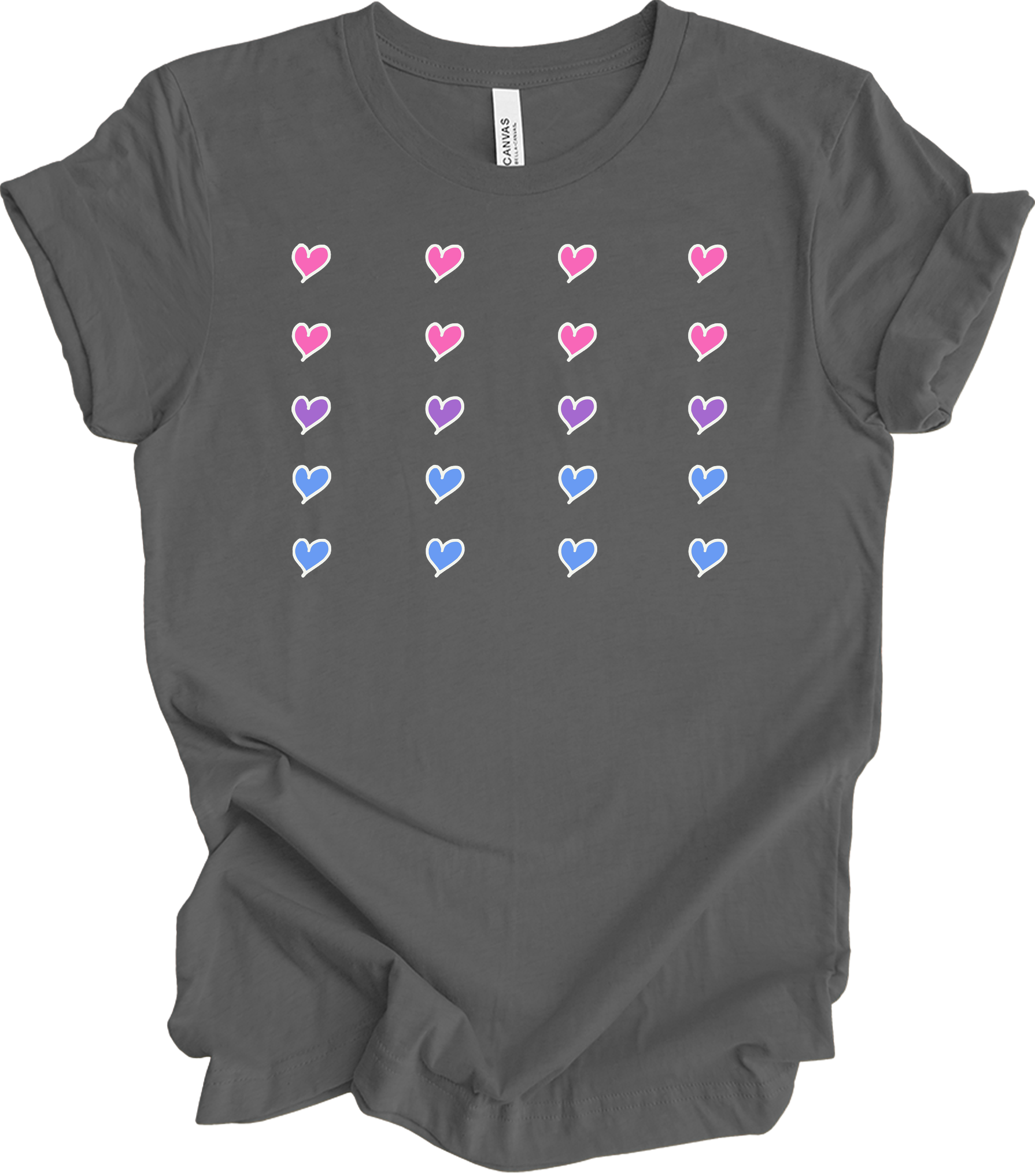 Pride Hearts - Cute Design T-Shirt in Asphalt