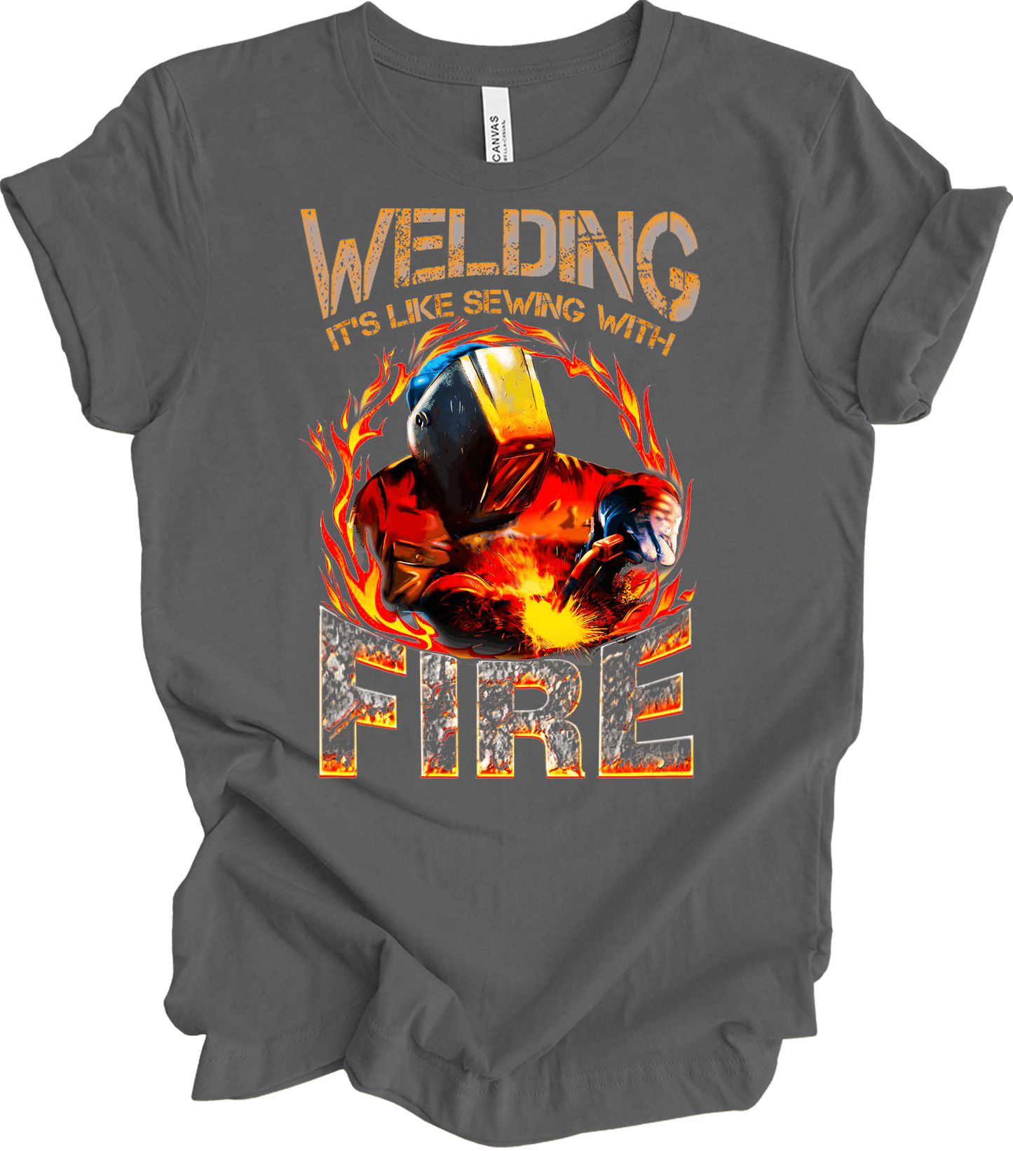 Welding: Sewing with Fire T-Shirt in Asphalt