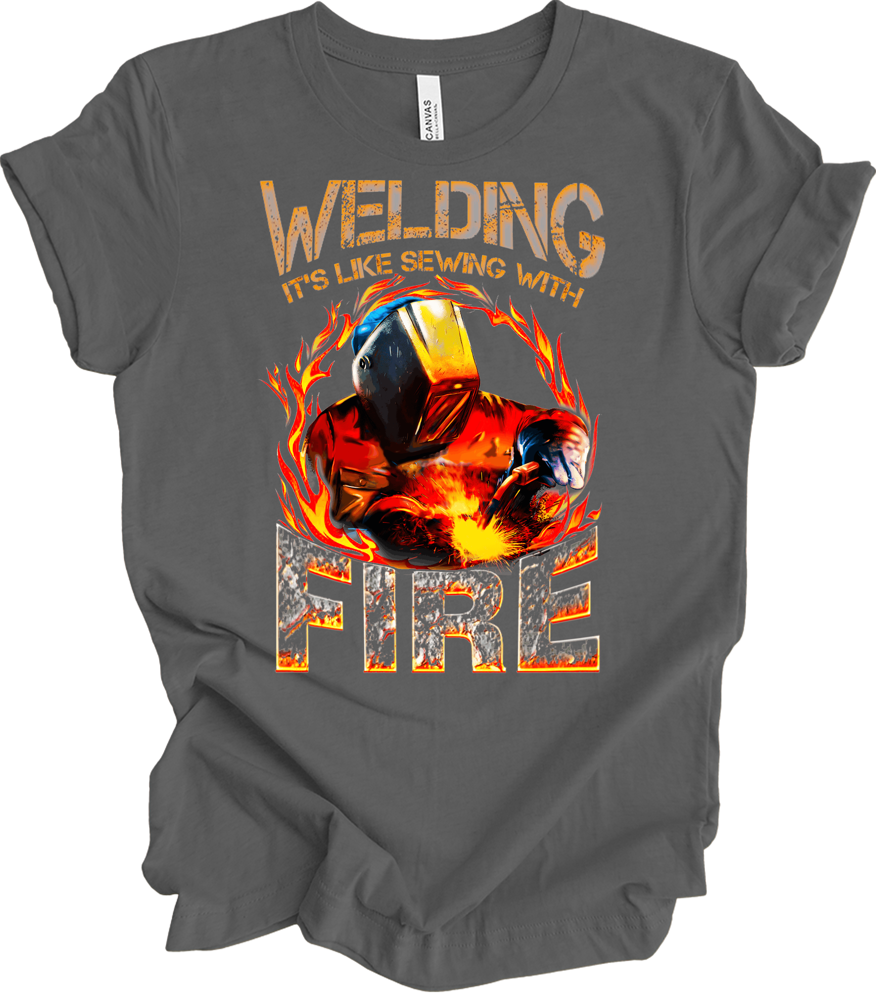 Welding: Sewing with Fire T-Shirt in Asphalt