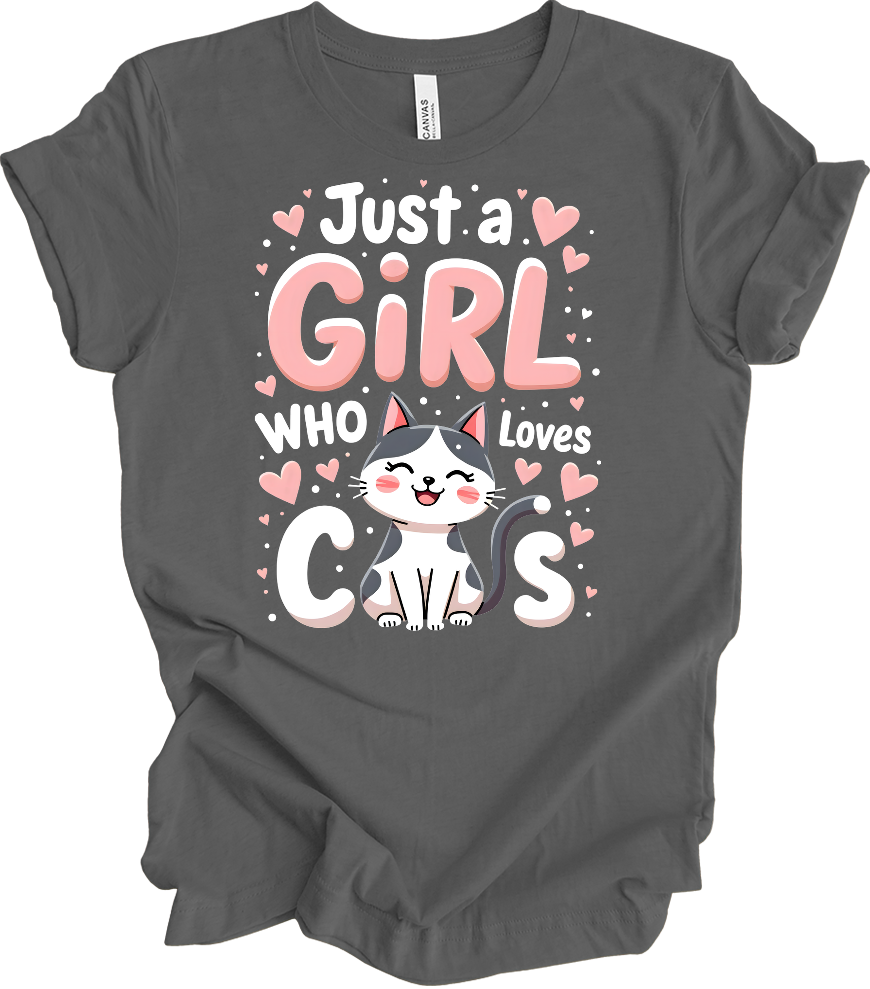 Just a Girl Who Loves Cats T-Shirt in Asphalt