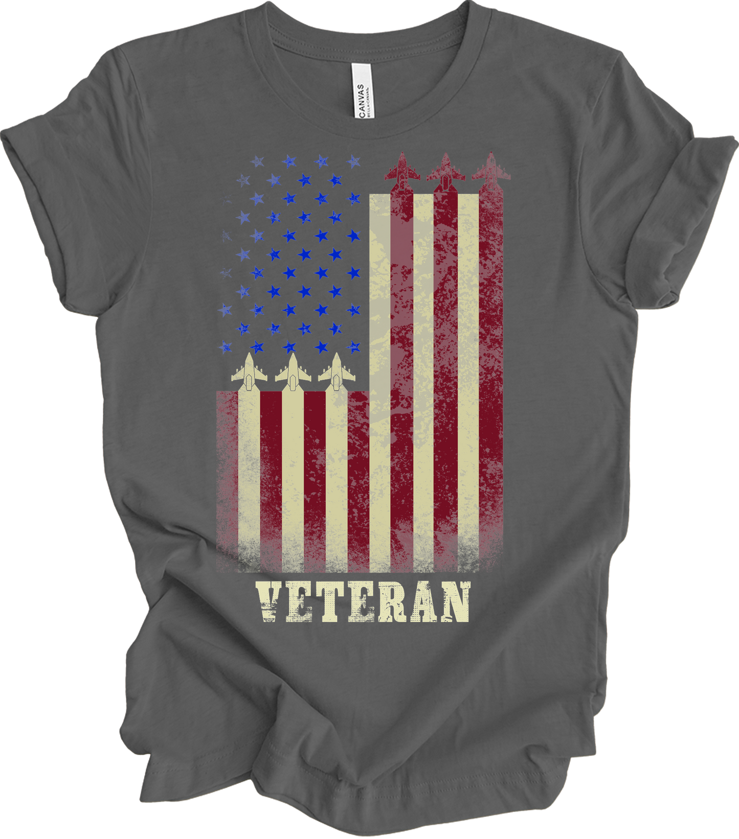 American Flag Veteran T-Shirt in Asphalt