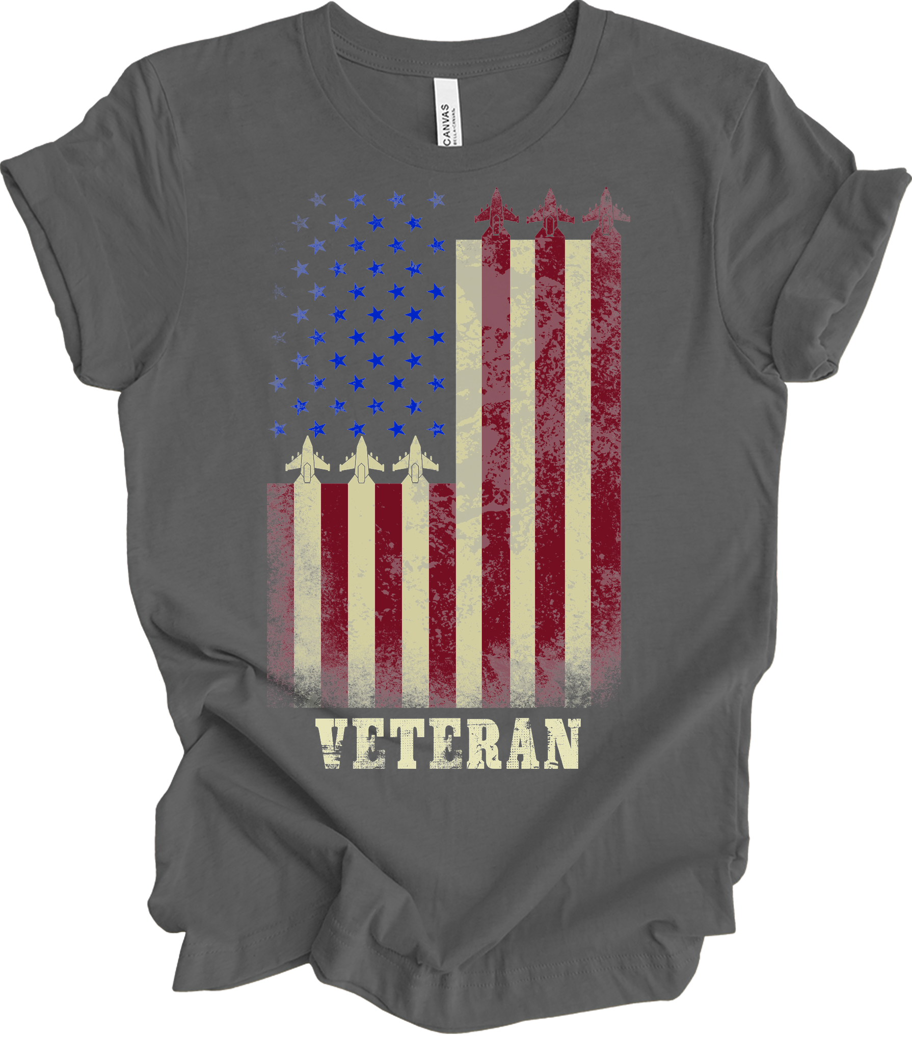 American Flag Veteran T-Shirt in Asphalt