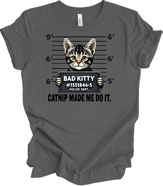 Catnip Made Me Do It Cat T-Shirt in Asphalt