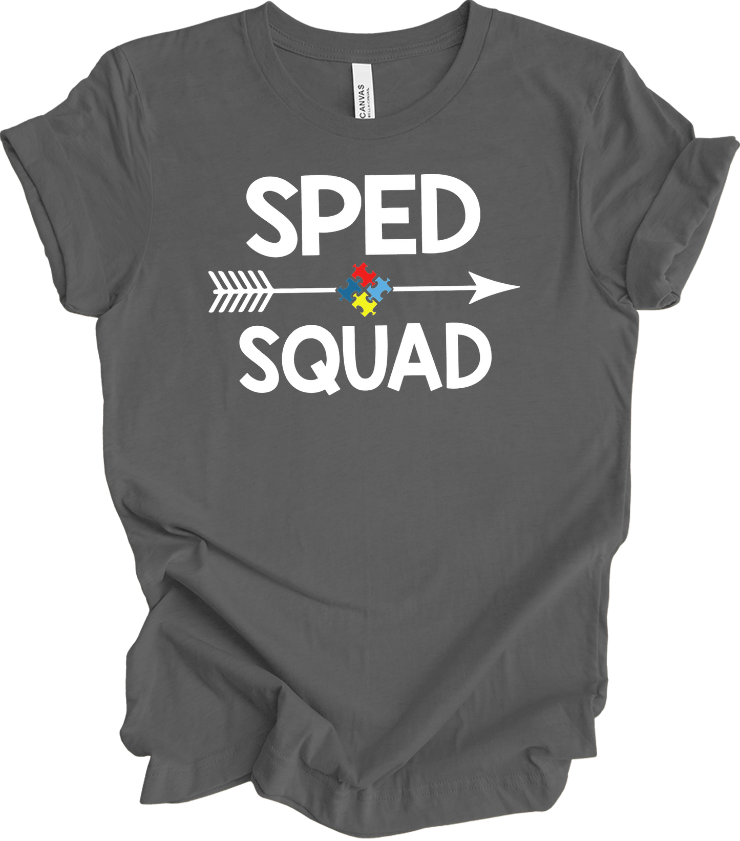 Education Teacher Sped Squad Special Education Autism Awareness T-Shirt in Asphalt