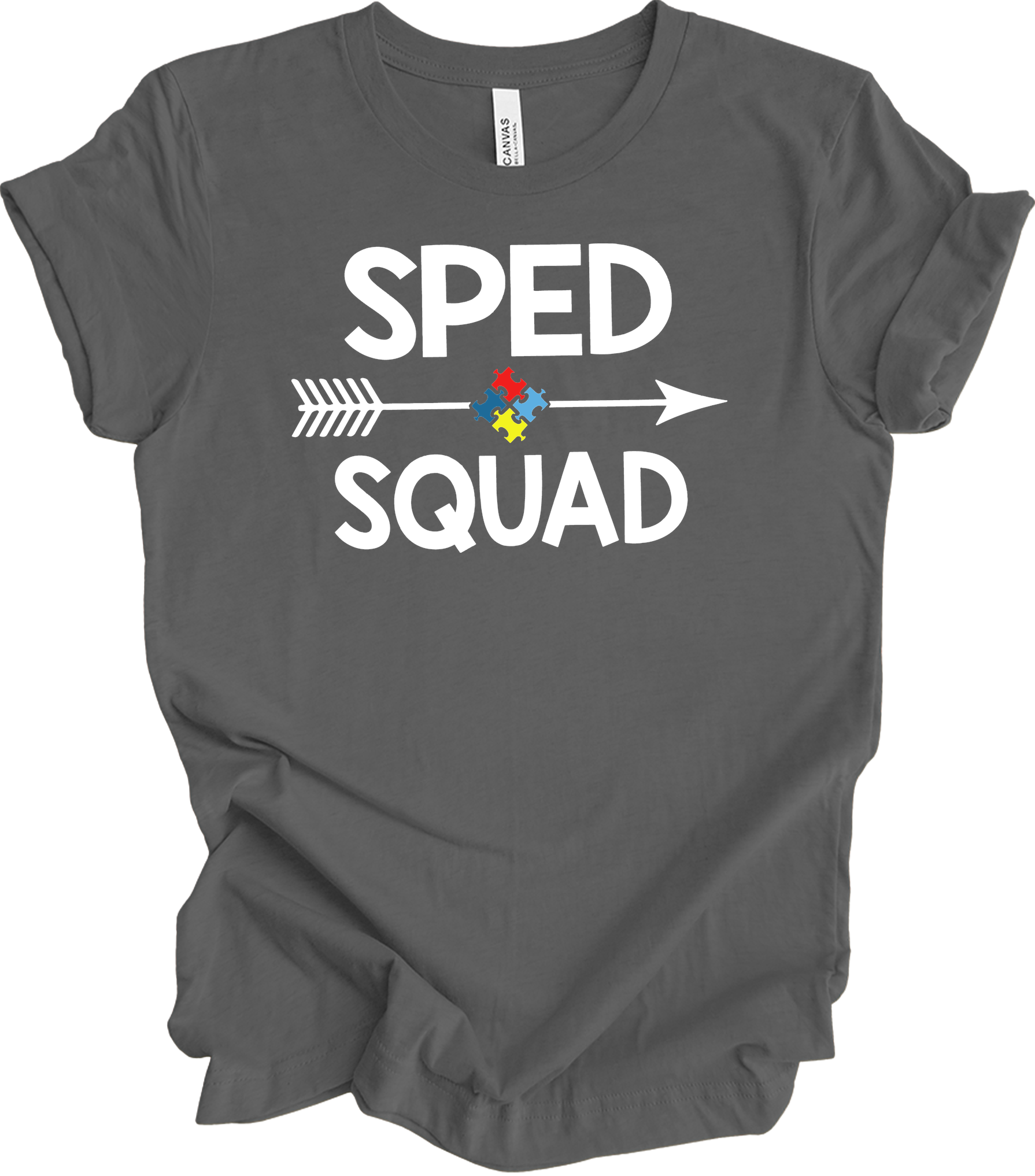 Education Teacher Sped Squad Special Education Autism Awareness T-Shirt in Asphalt