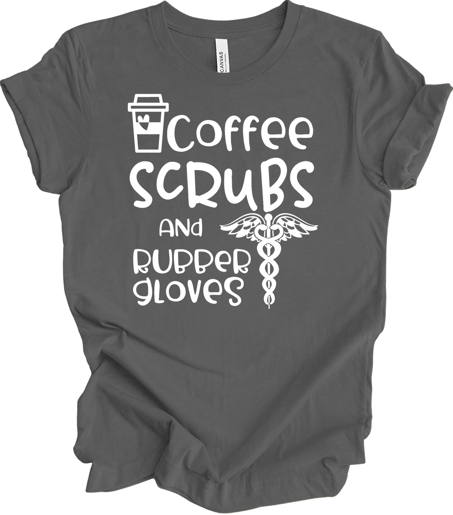 Coffee Scrubs Nurse T-Shirt in Asphalt