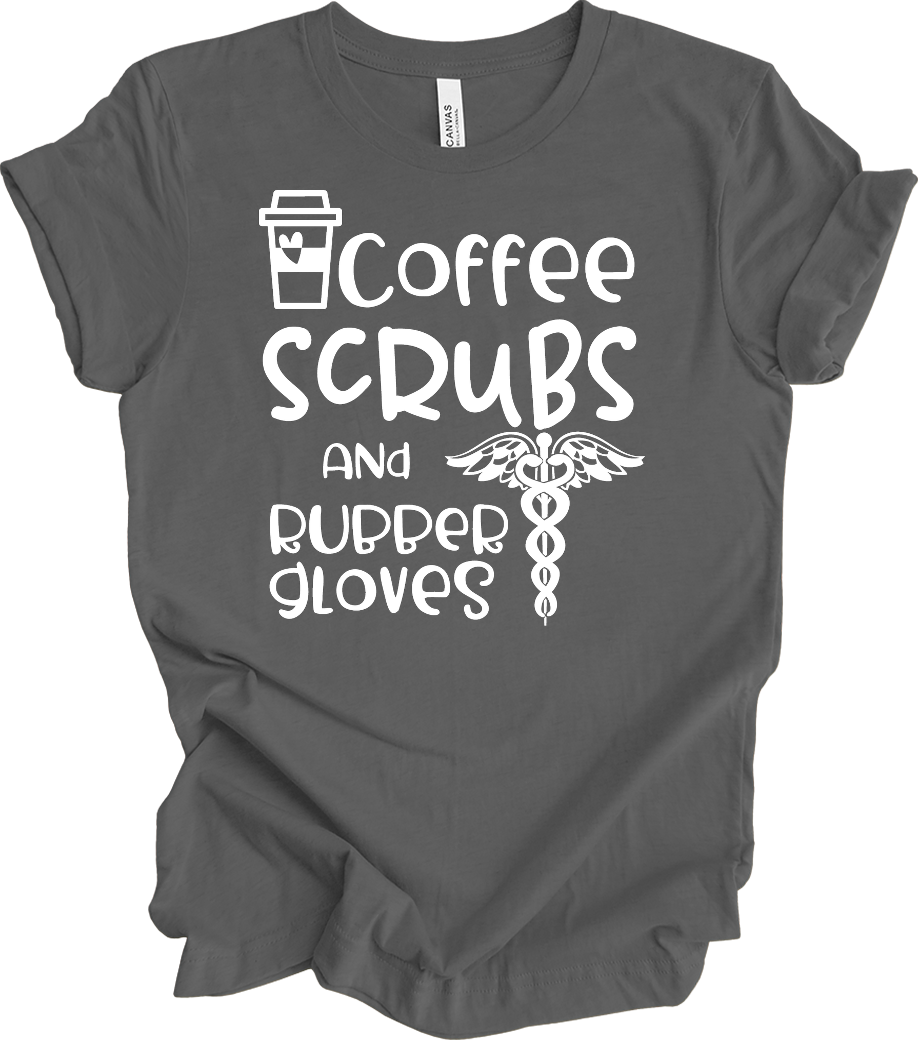 Coffee Scrubs Nurse T-Shirt in Asphalt