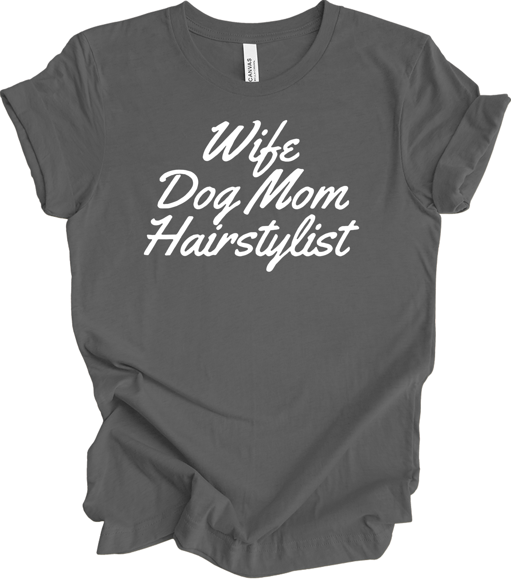 Wife Dog Mom Hairstylist T-Shirt in Asphalt