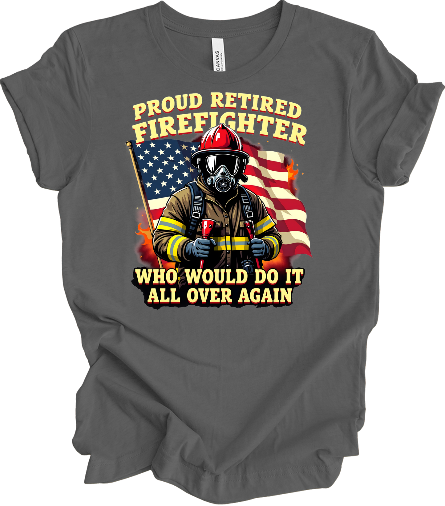 Proud Retired Firefighter T-Shirt in Asphalt