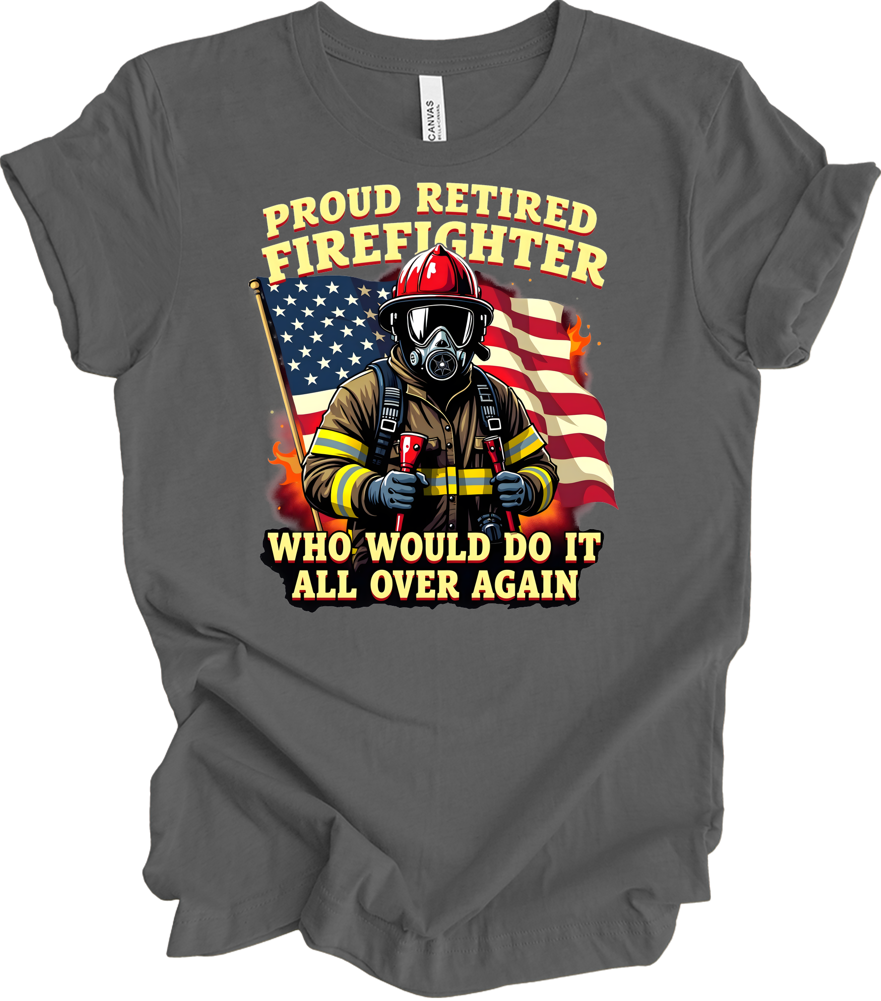 Proud Retired Firefighter T-Shirt in Asphalt