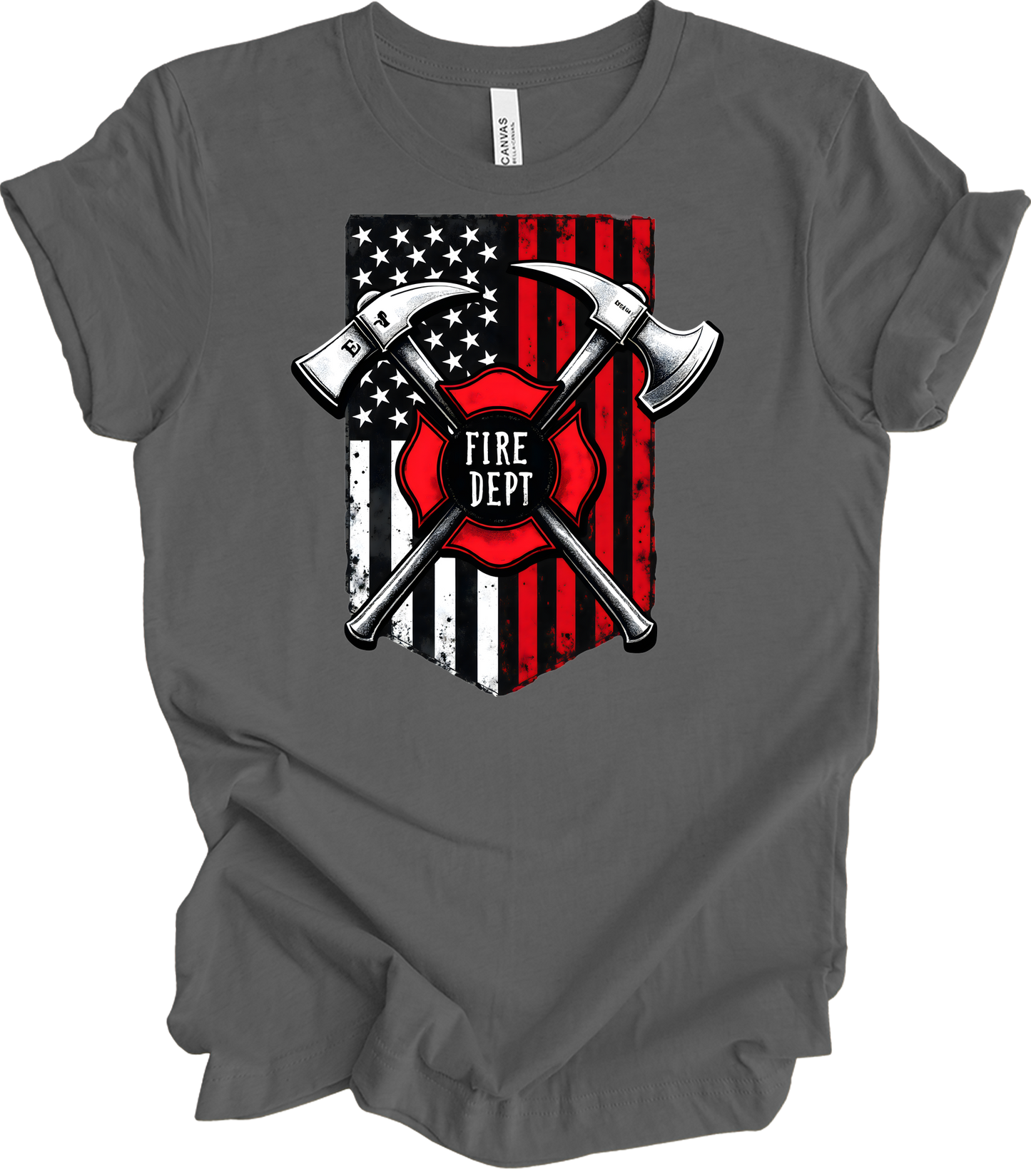 Firefighter Axe Flag T-Shirt in Asphalt