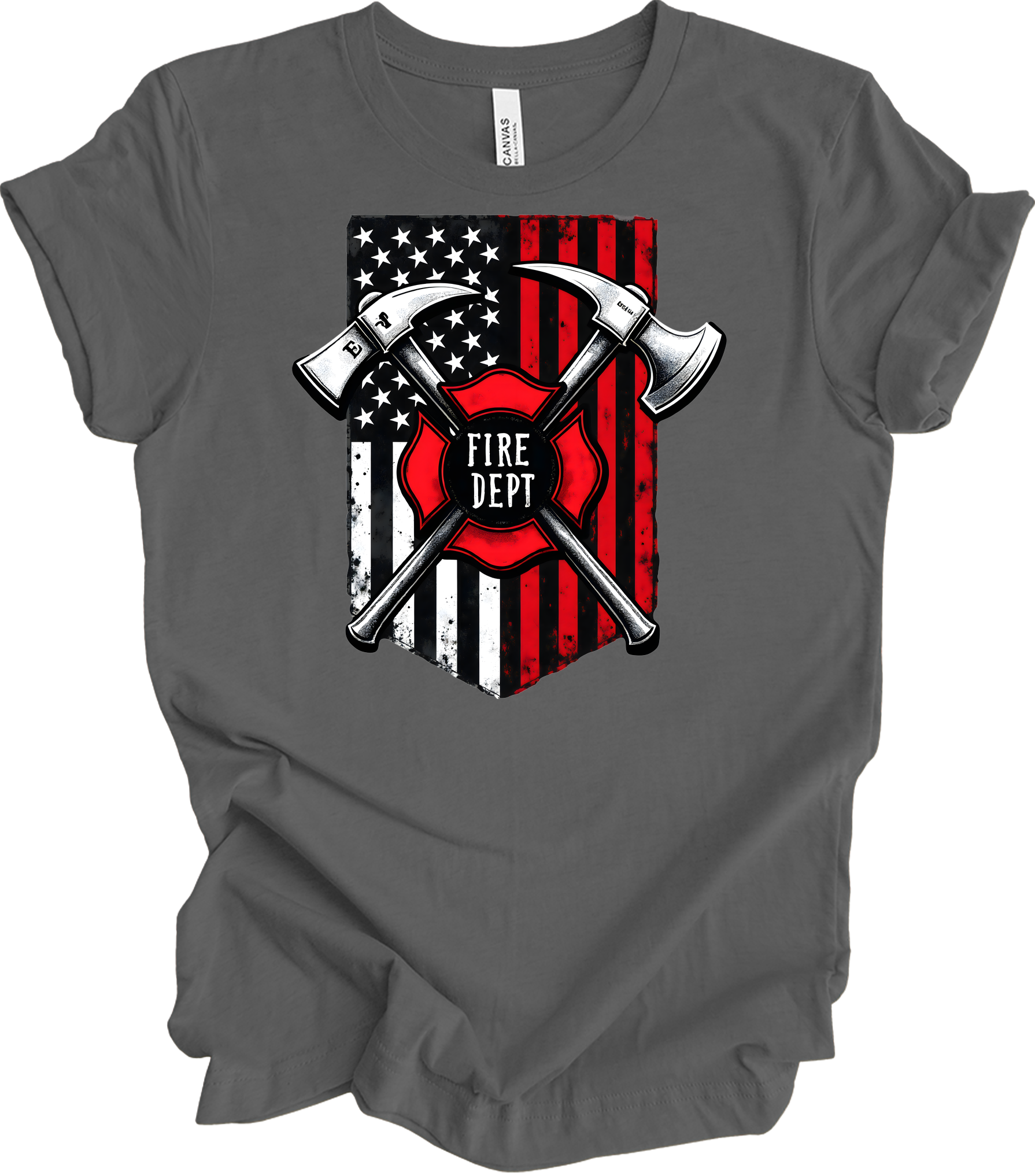 Firefighter Axe Flag T-Shirt in Asphalt