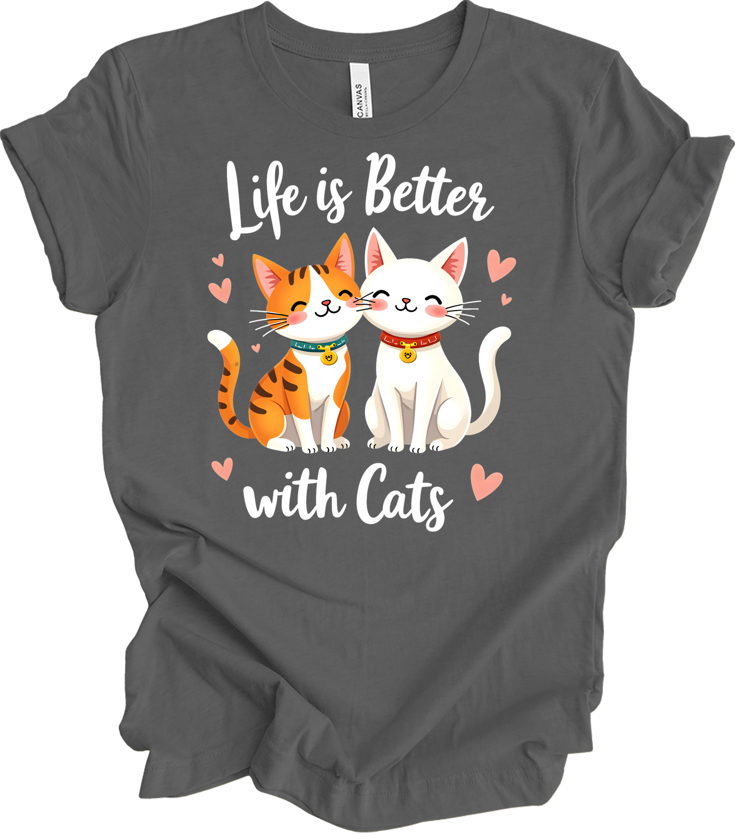Life is Better with Cats T-Shirt in Asphalt