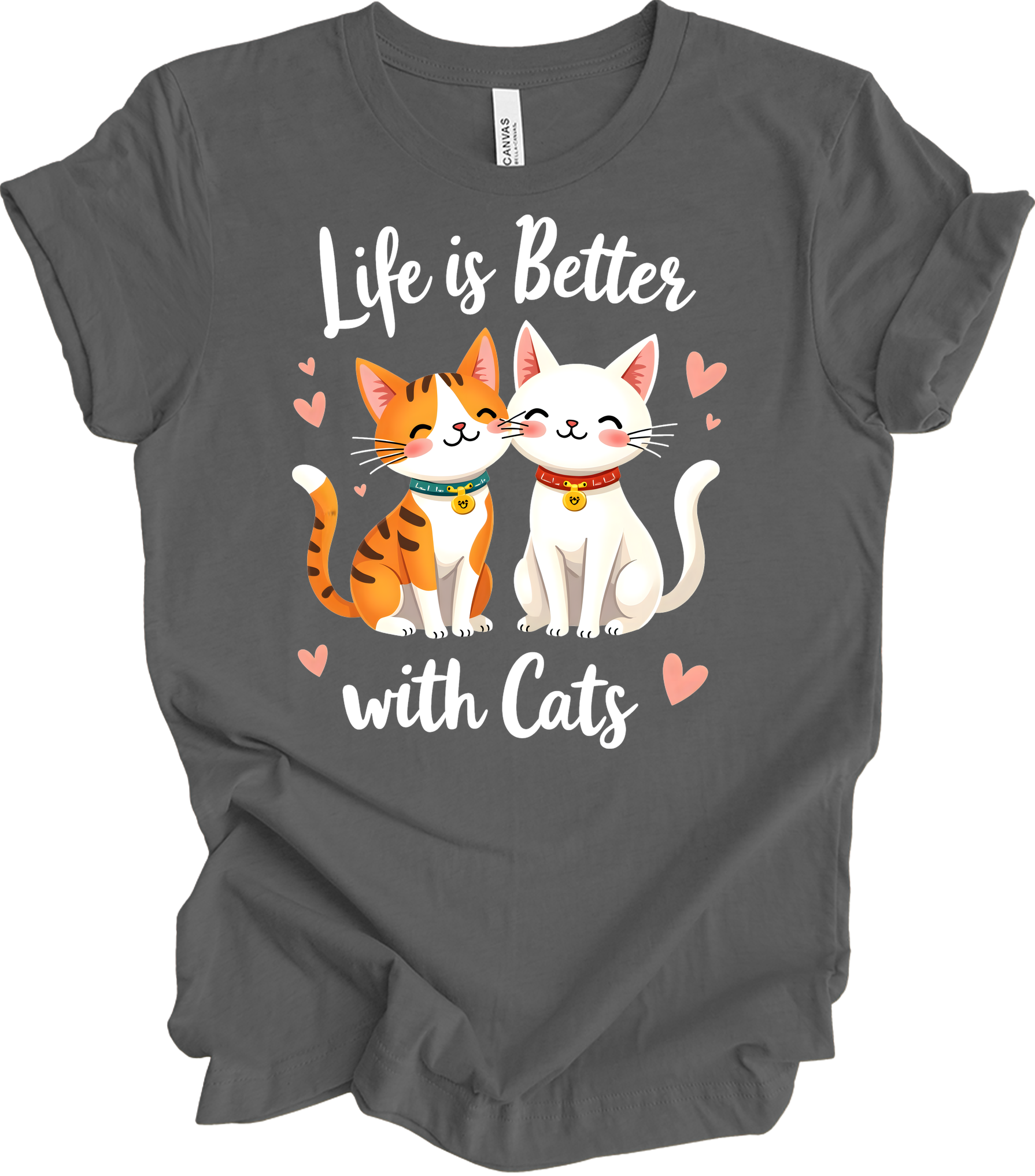 Life is Better with Cats T-Shirt in Asphalt