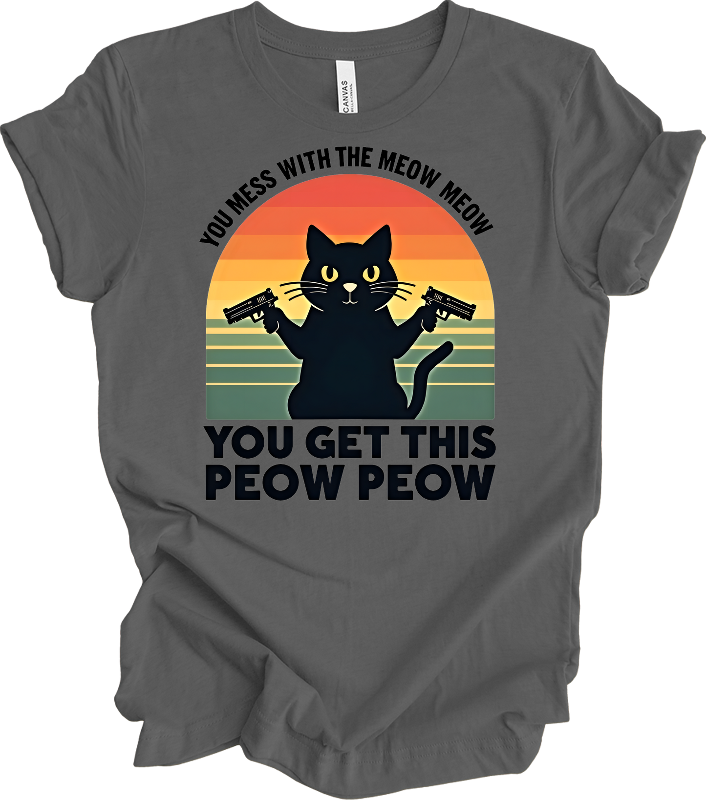 Meow Meow Peow Peow Cat T-Shirt in Asphalt