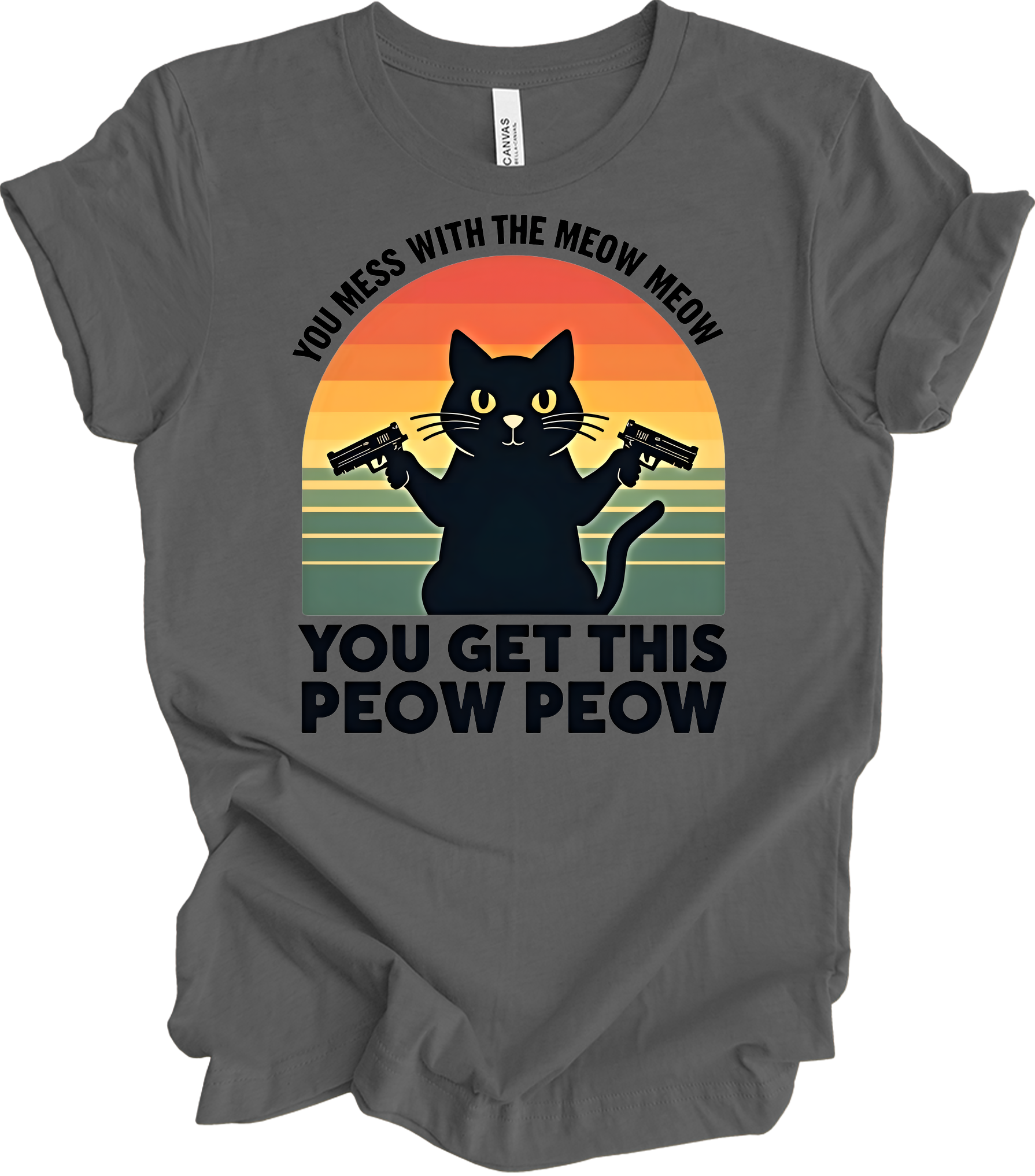 Meow Meow Peow Peow Cat T-Shirt in Asphalt
