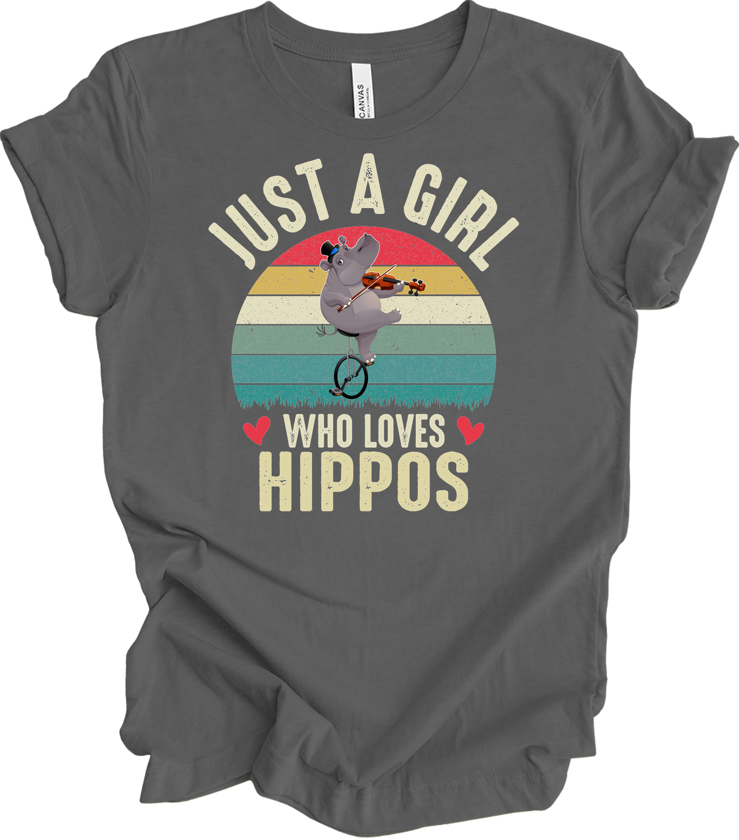 Just A Girl Who Loves Hippos T-Shirt in Asphalt