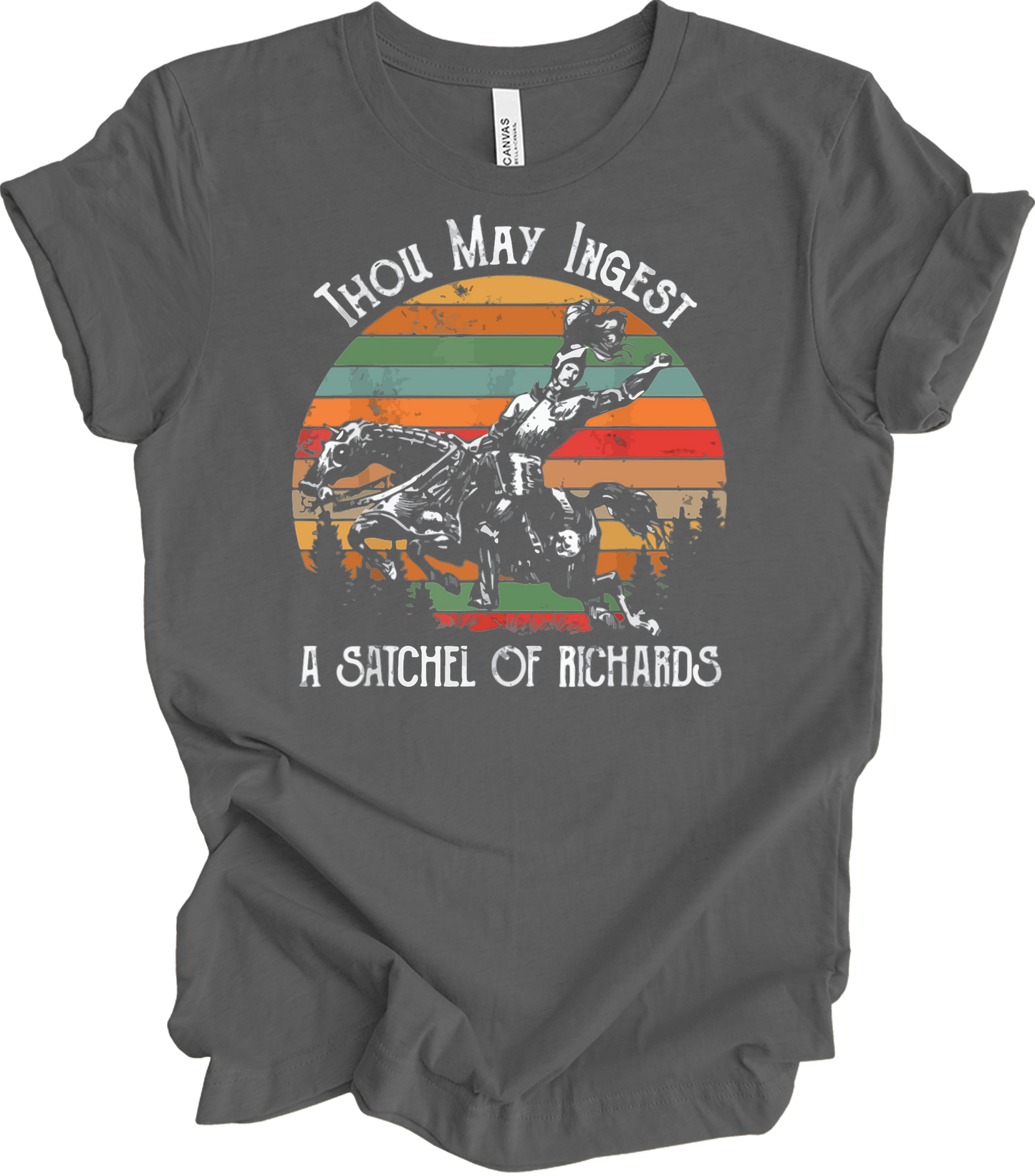 Native American Horse Thou May Ingest Satchel Of Richards T-Shirt in Asphalt