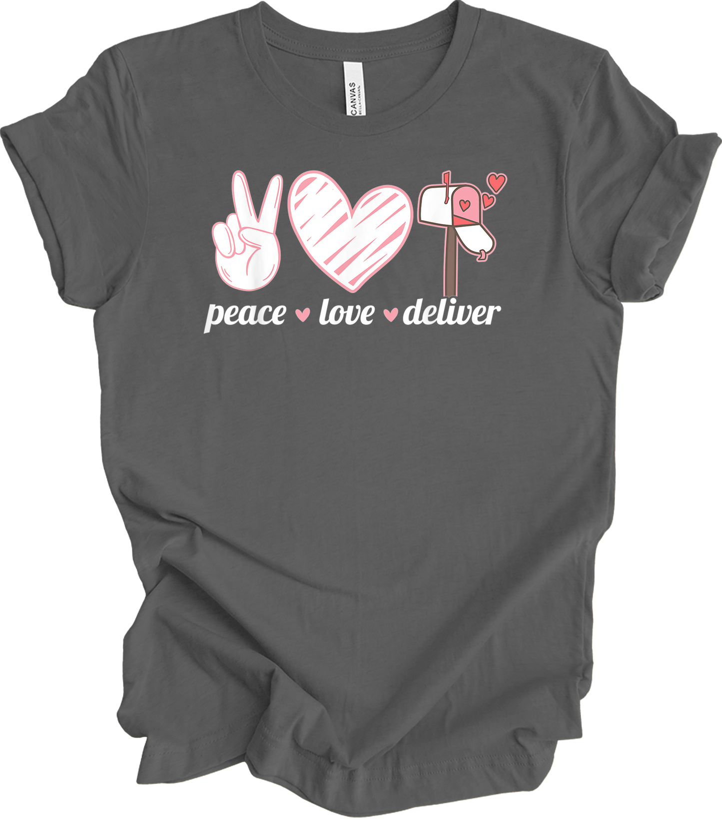 Peace Love Deliver T-Shirt in Asphalt