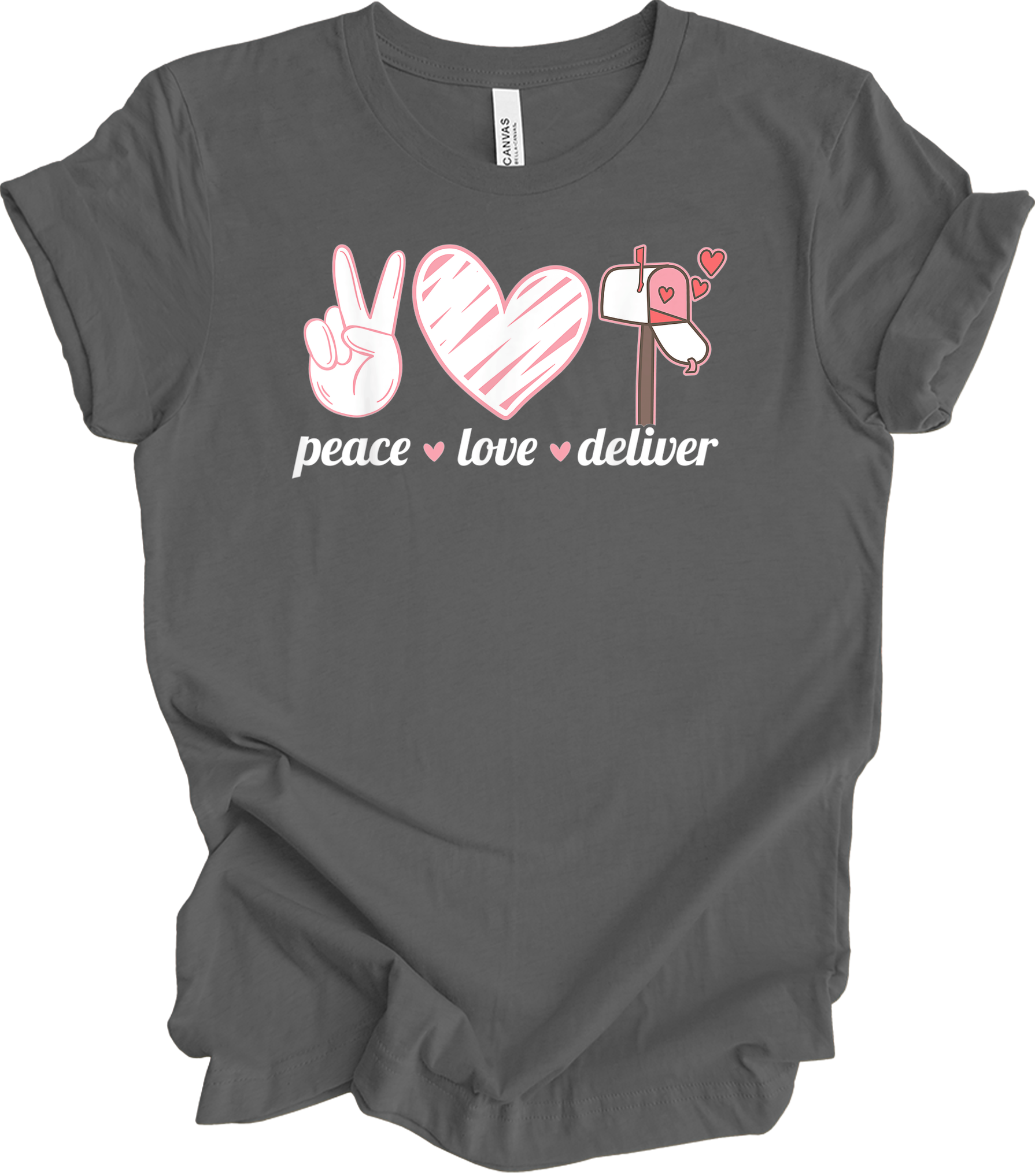 Peace Love Deliver T-Shirt in Asphalt