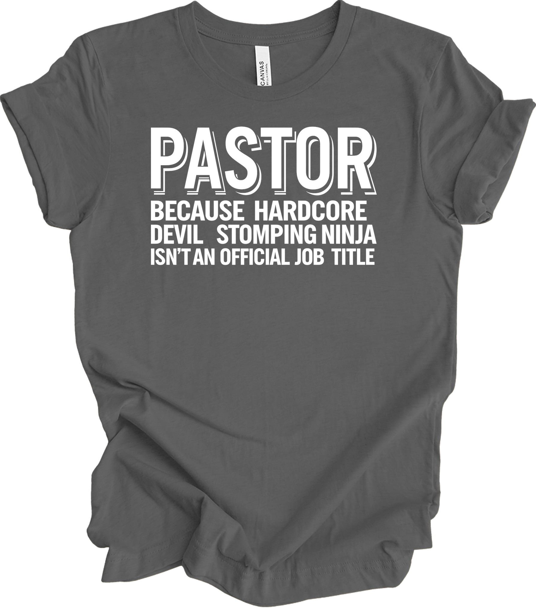 Pastor Typography Humor T-Shirt in Asphalt