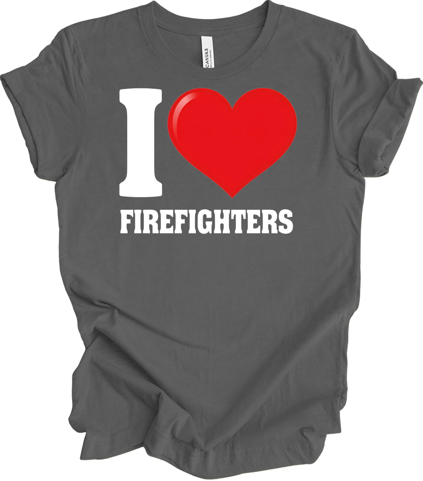 I Love Firefighters T-Shirt in Asphalt