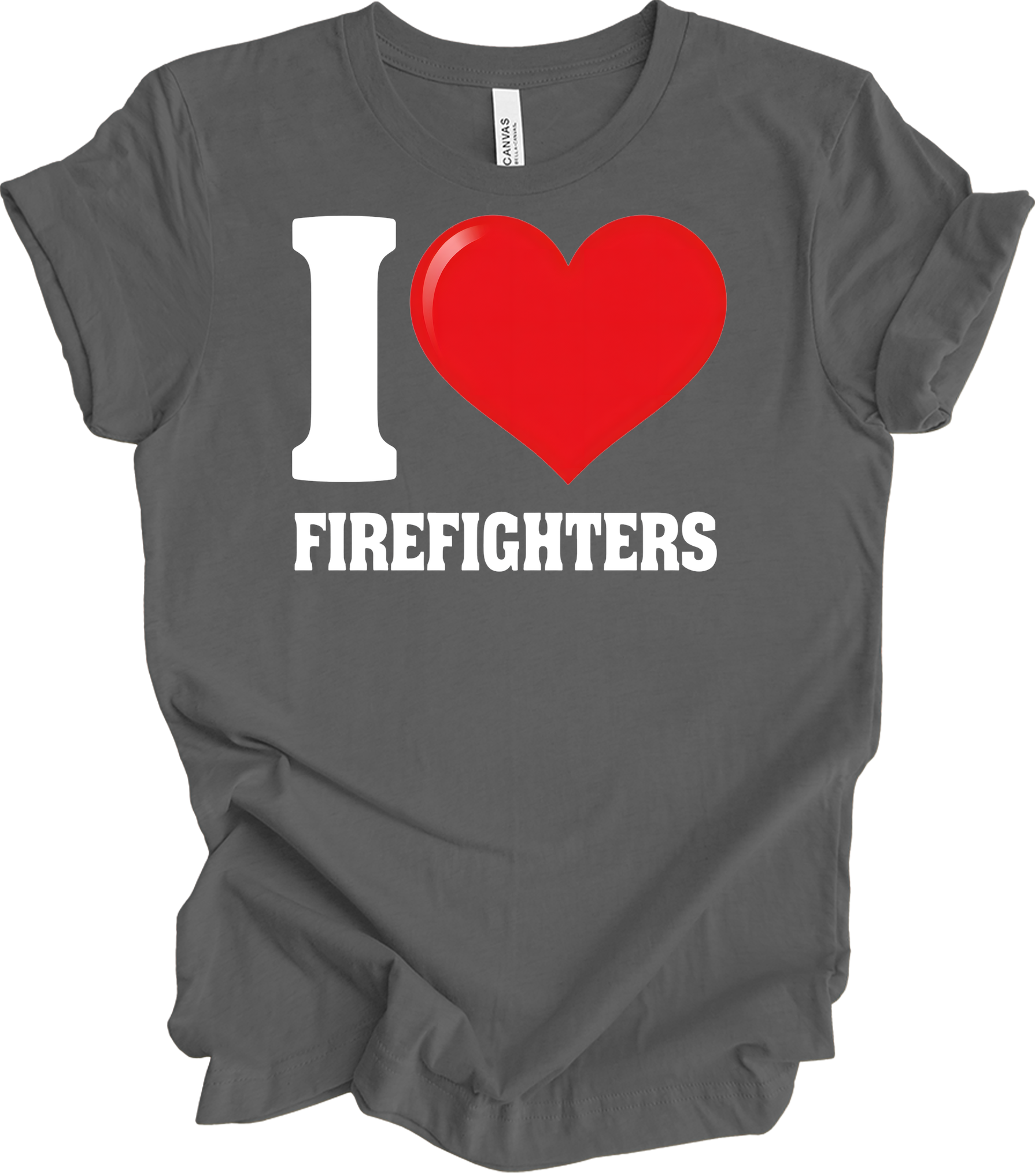 I Love Firefighters T-Shirt in Asphalt