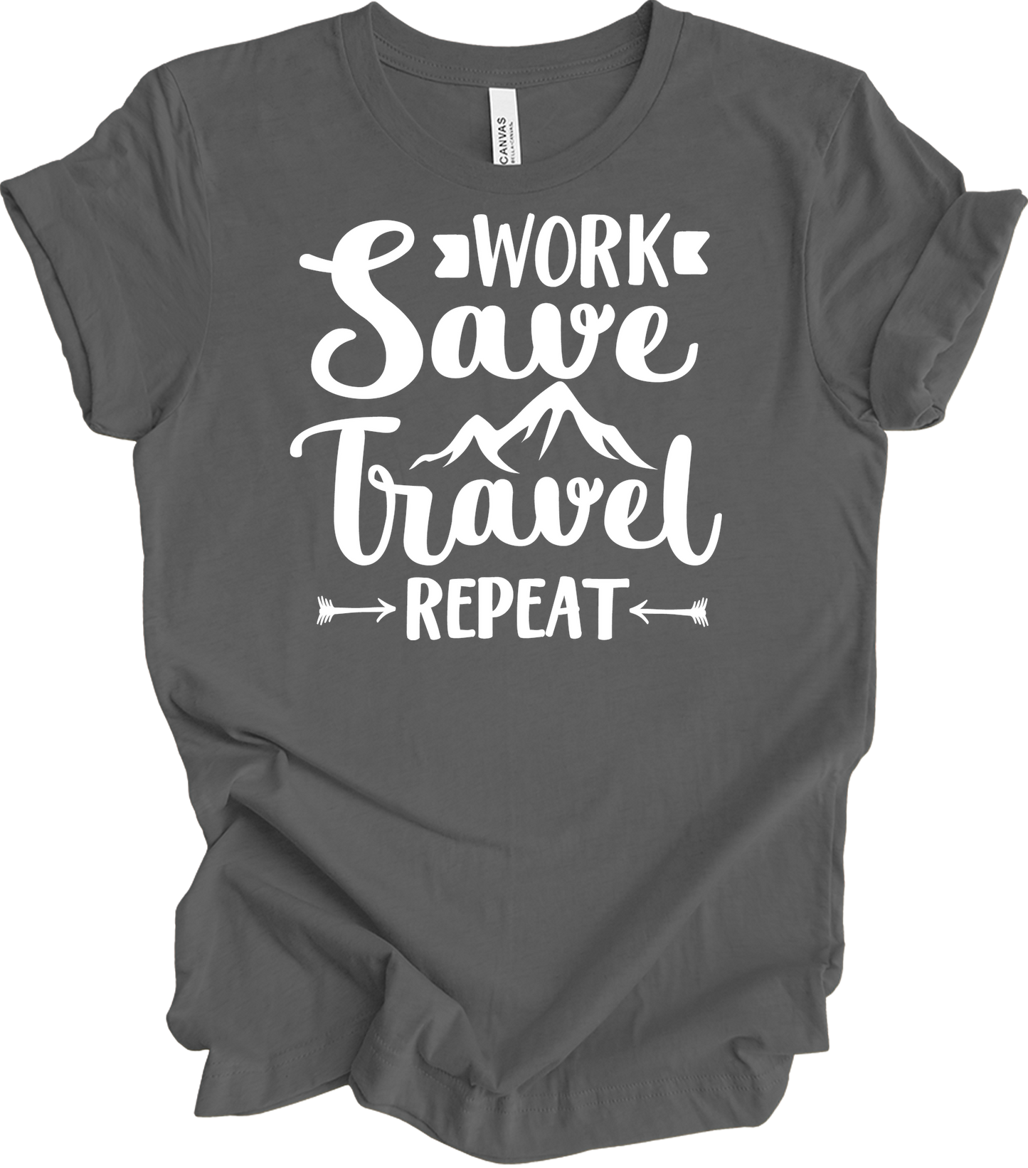 Work Save Travel Repeat - Adventure T-Shirt in Asphalt