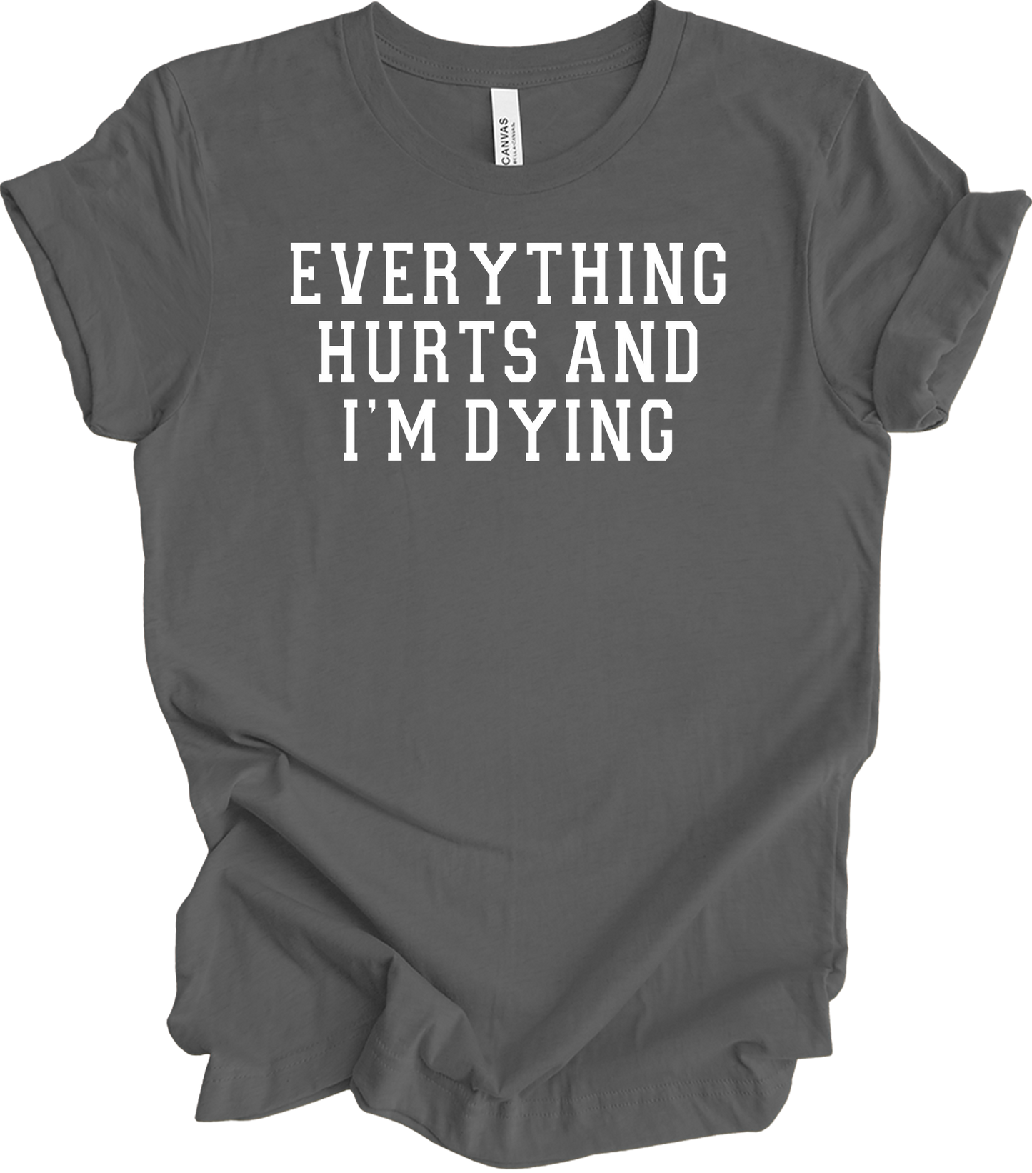 Everything Hurts I'm Dying - Funny Gym Workou T-Shirt in Asphalt