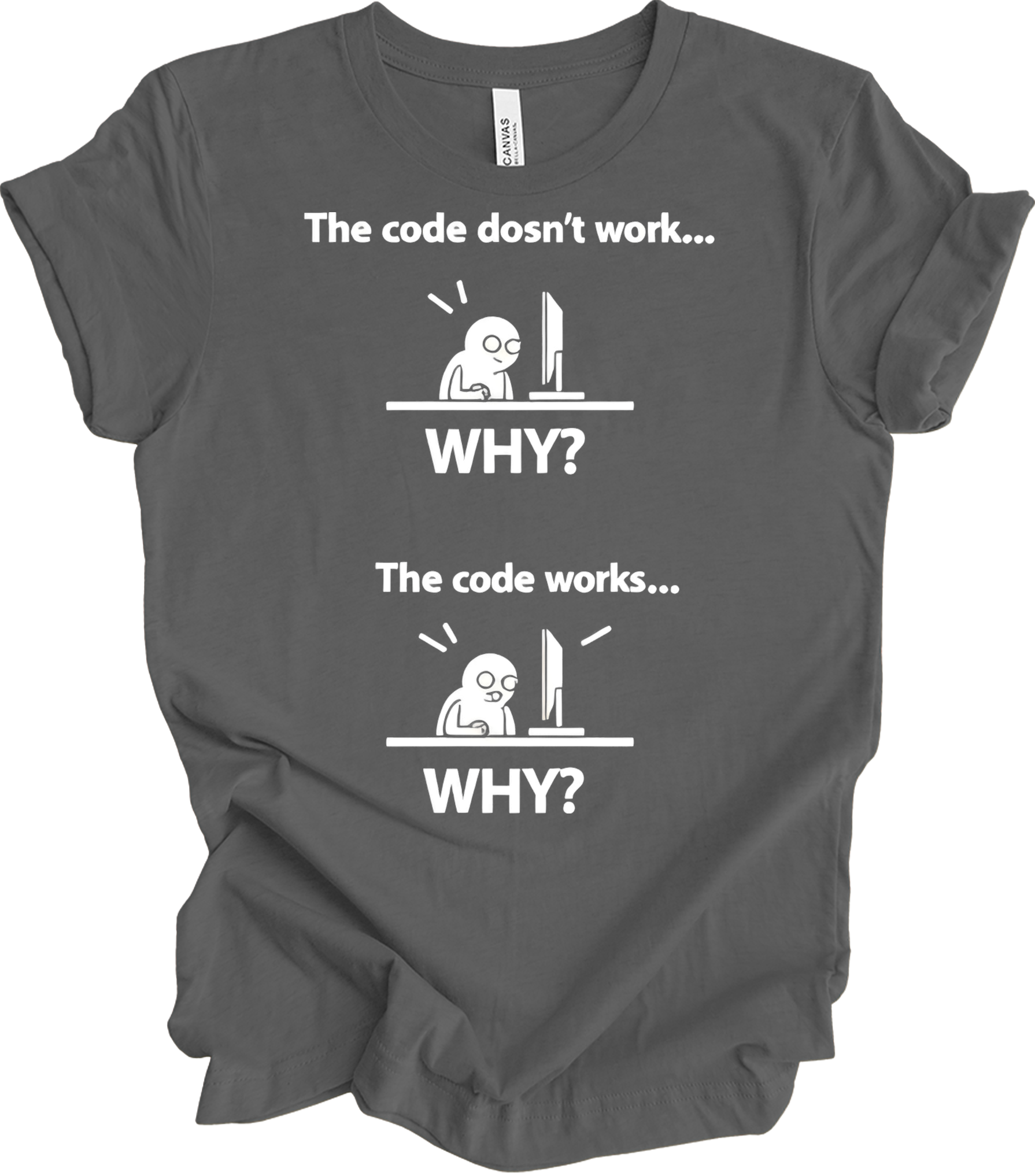 Code Doesn't Work Why? T-Shirt in Asphalt
