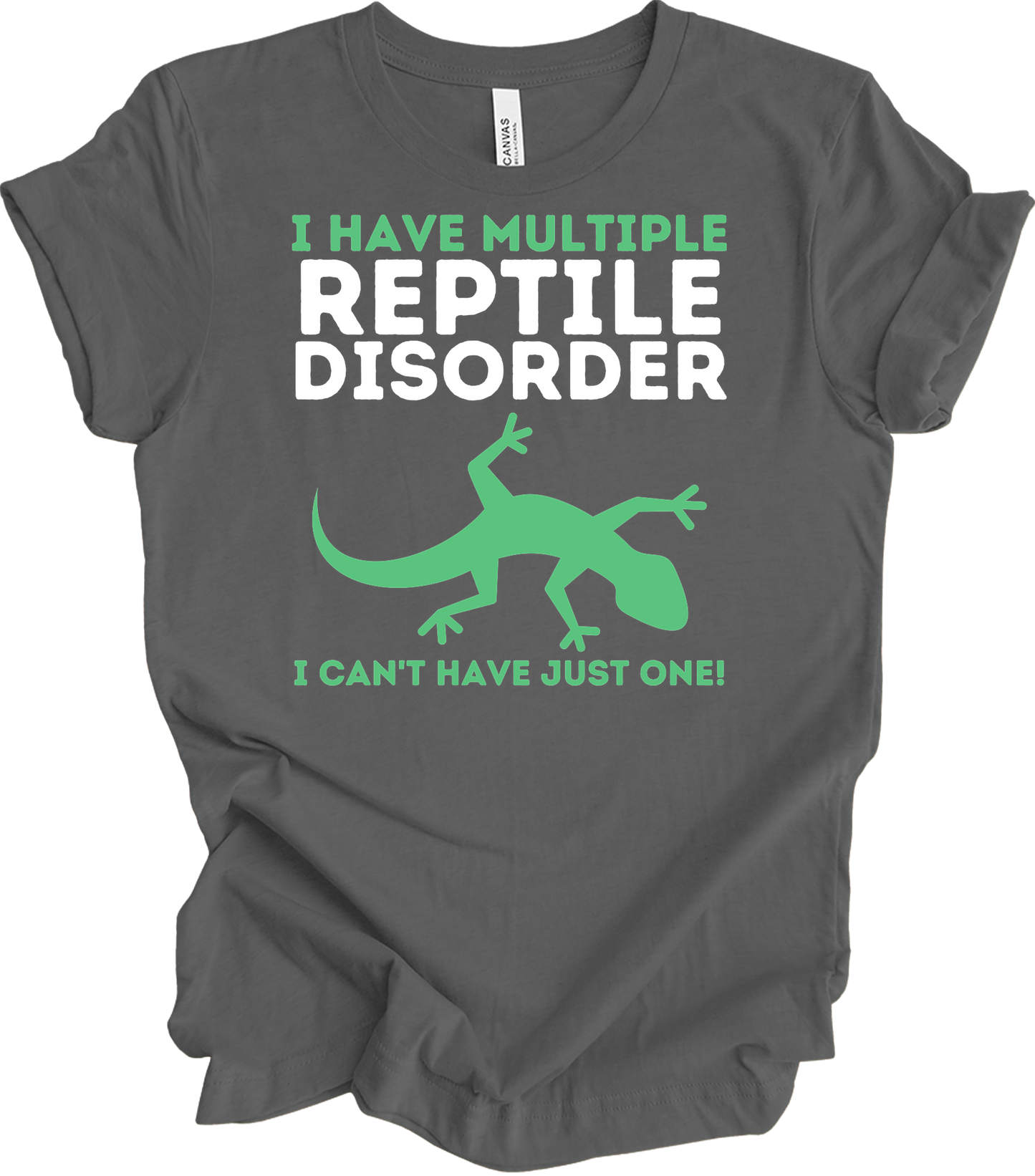 Reptile Lover - Funny Multiple Reptile Disorder Lizard T-Shirt in Asphalt