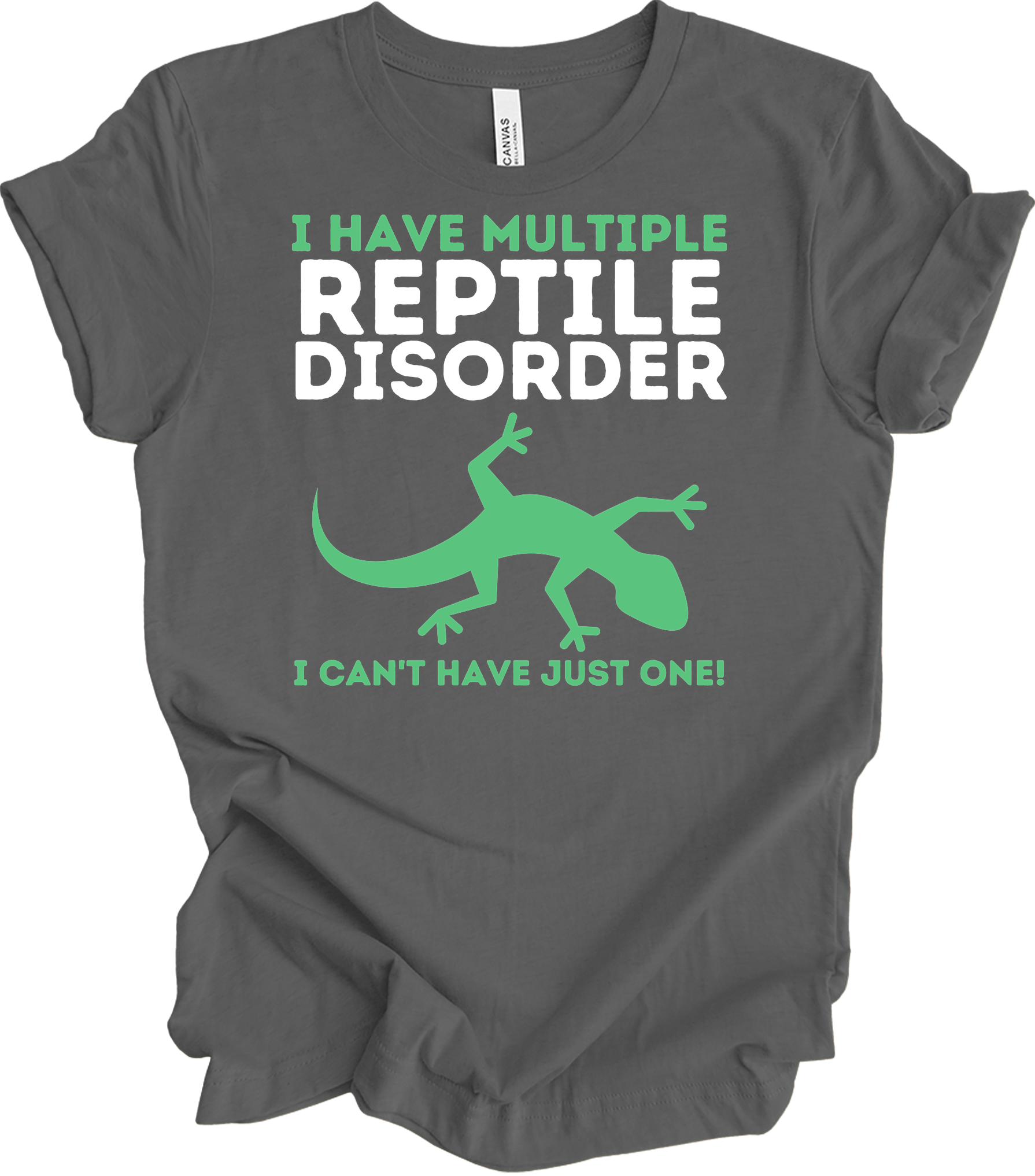 Reptile Lover - Funny Multiple Reptile Disorder Lizard T-Shirt in Asphalt