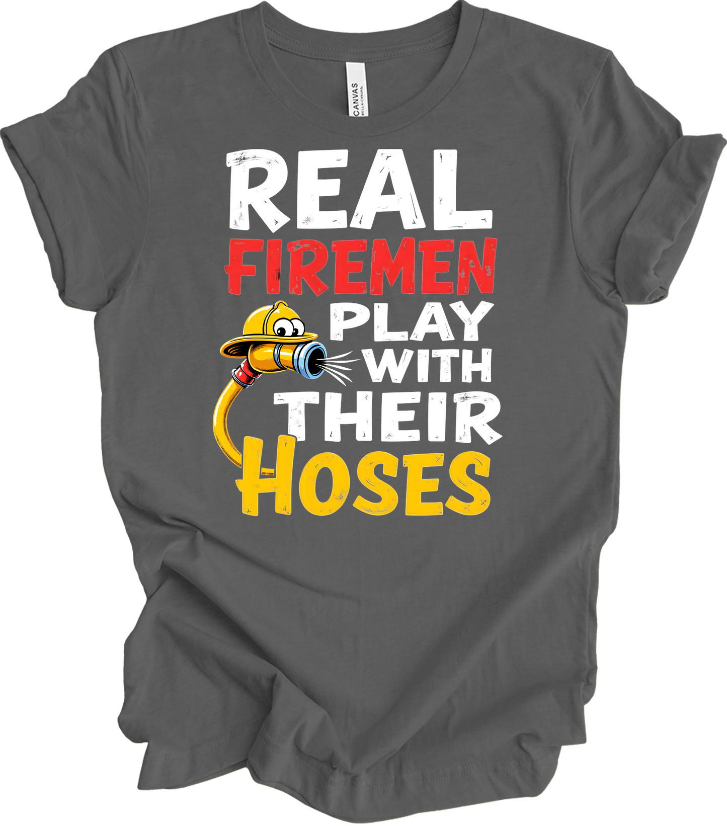 Funny Firefighter : Real Firemen T-Shirt in Asphalt