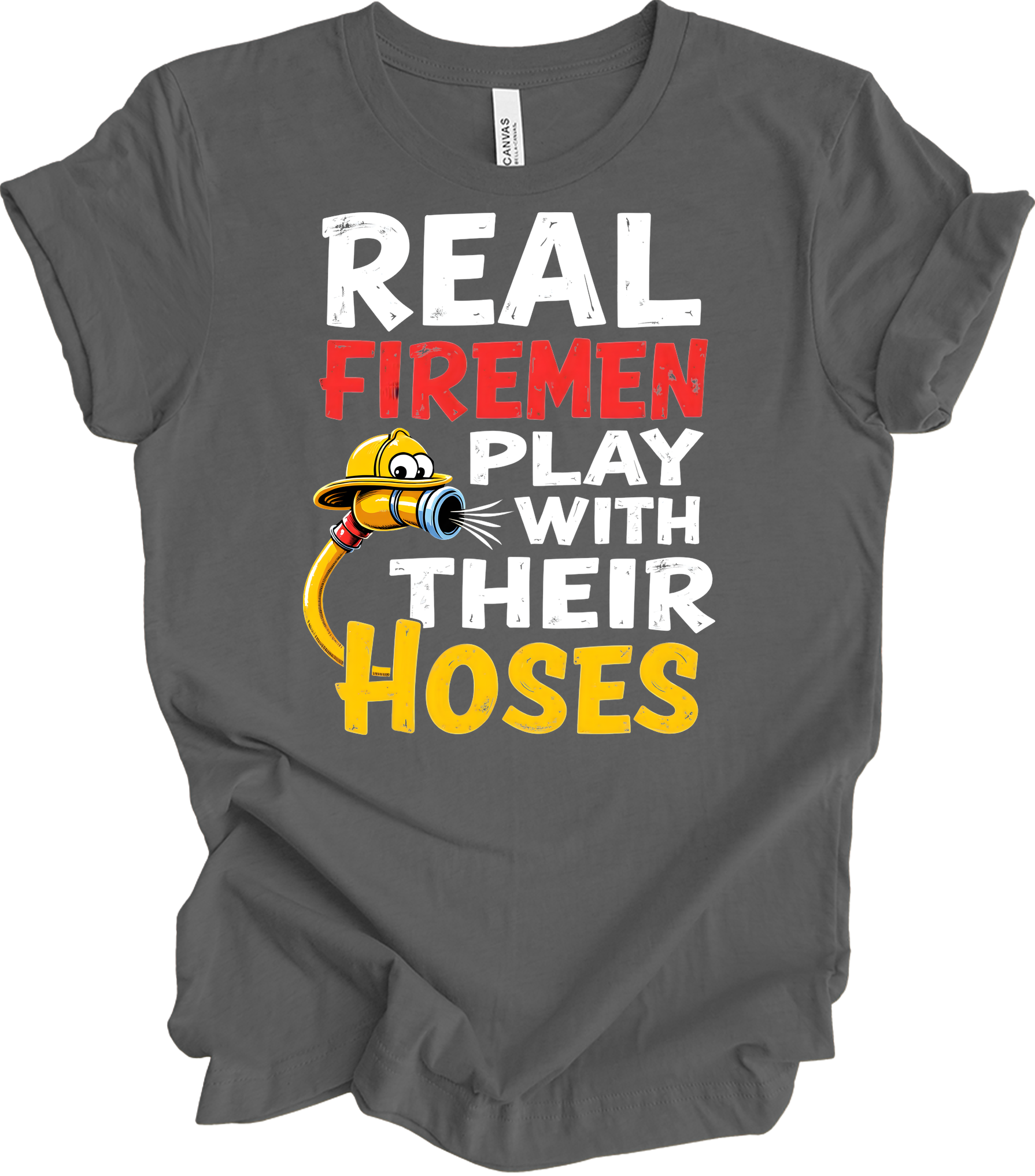 Funny Firefighter : Real Firemen T-Shirt in Asphalt