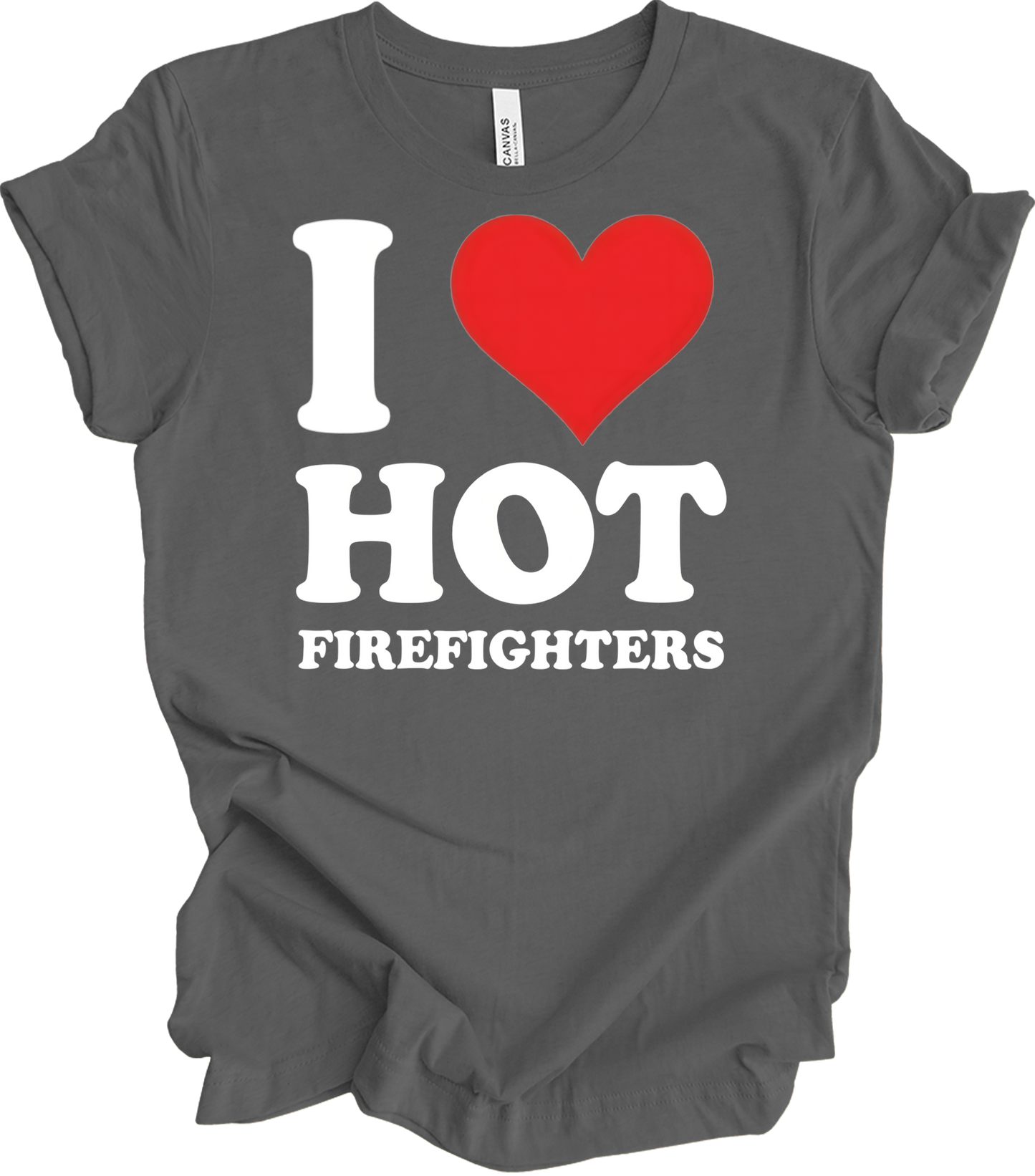 I Heart Hot Firefighters T-Shirt in Asphalt