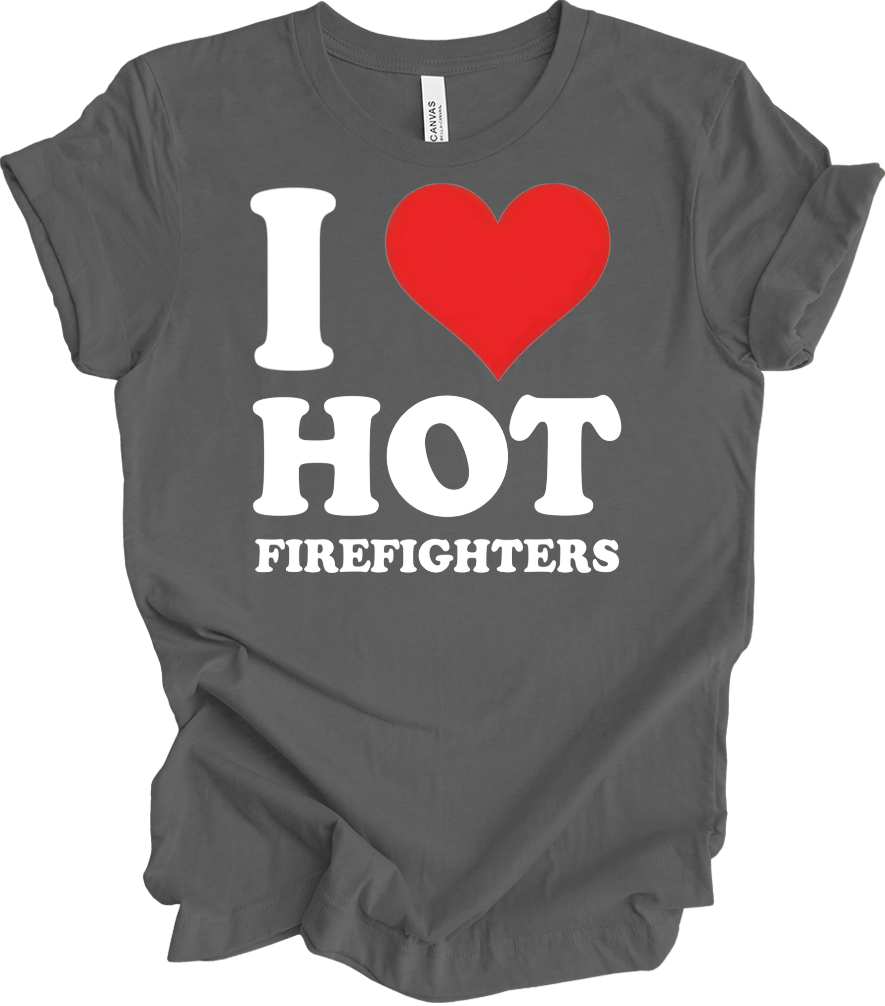 I Heart Hot Firefighters T-Shirt in Asphalt