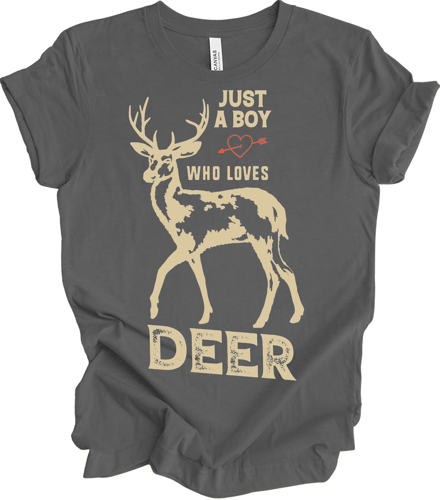 Just A Boy Who Loves Deer - Funny Hunter Gift T-Shirt in Asphalt