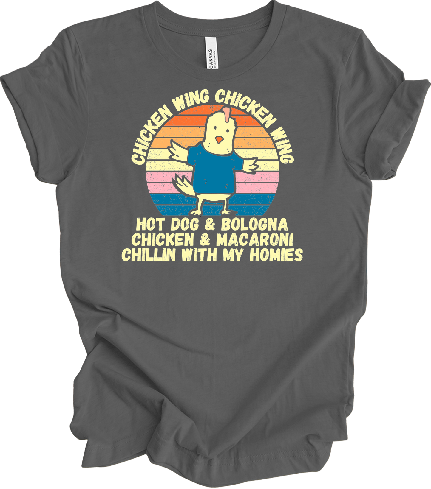 Chicken Wing Chicken Wing Hot Dog and Bologna Funny Meme T-Shirt in Asphalt