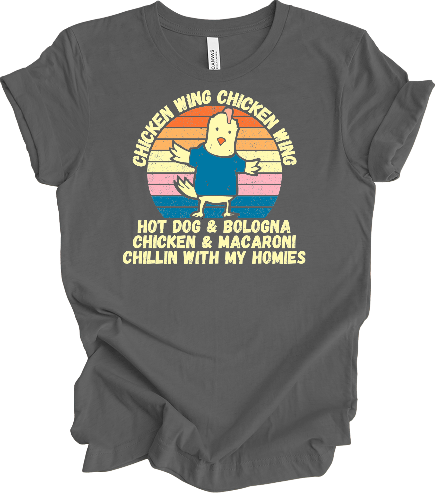 Chicken Wing Chicken Wing Hot Dog and Bologna Funny Meme T-Shirt in Asphalt