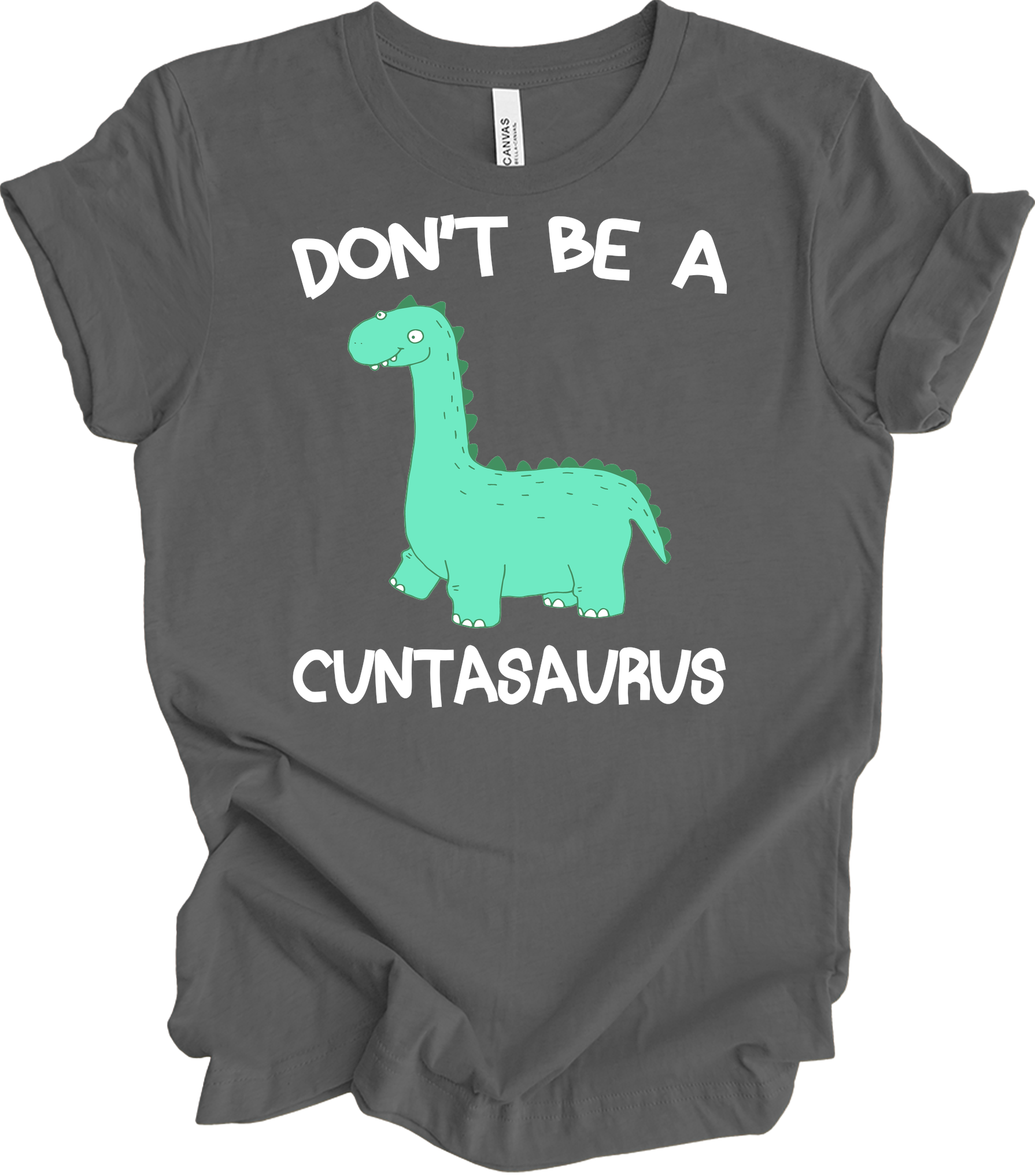 Cute Cartoon Dinosaur - Funny Nessie Monster T-Shirt in Asphalt