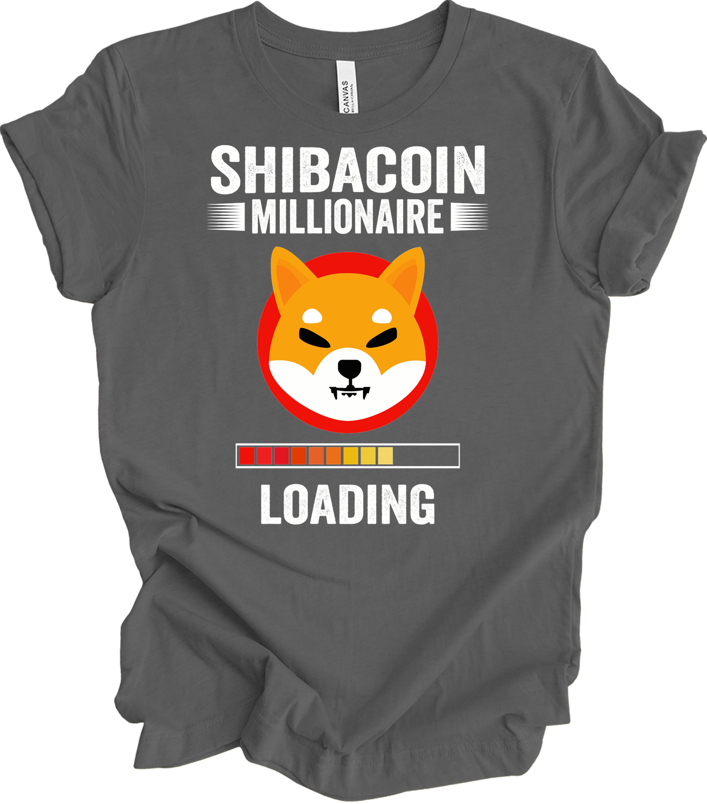 Shiba Inu Millionaire Loading Crypto SHIB Coin T-Shirt in Asphalt